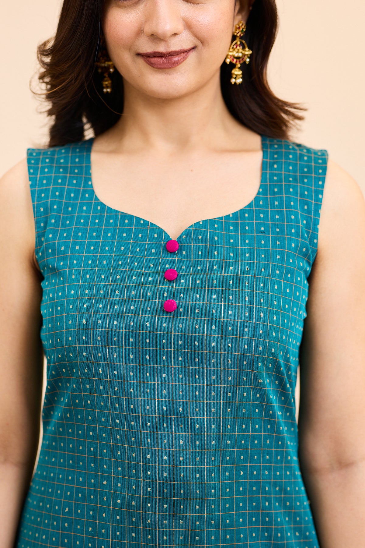 Oceanic Blue Chettinad Cotton Top and Dupatta