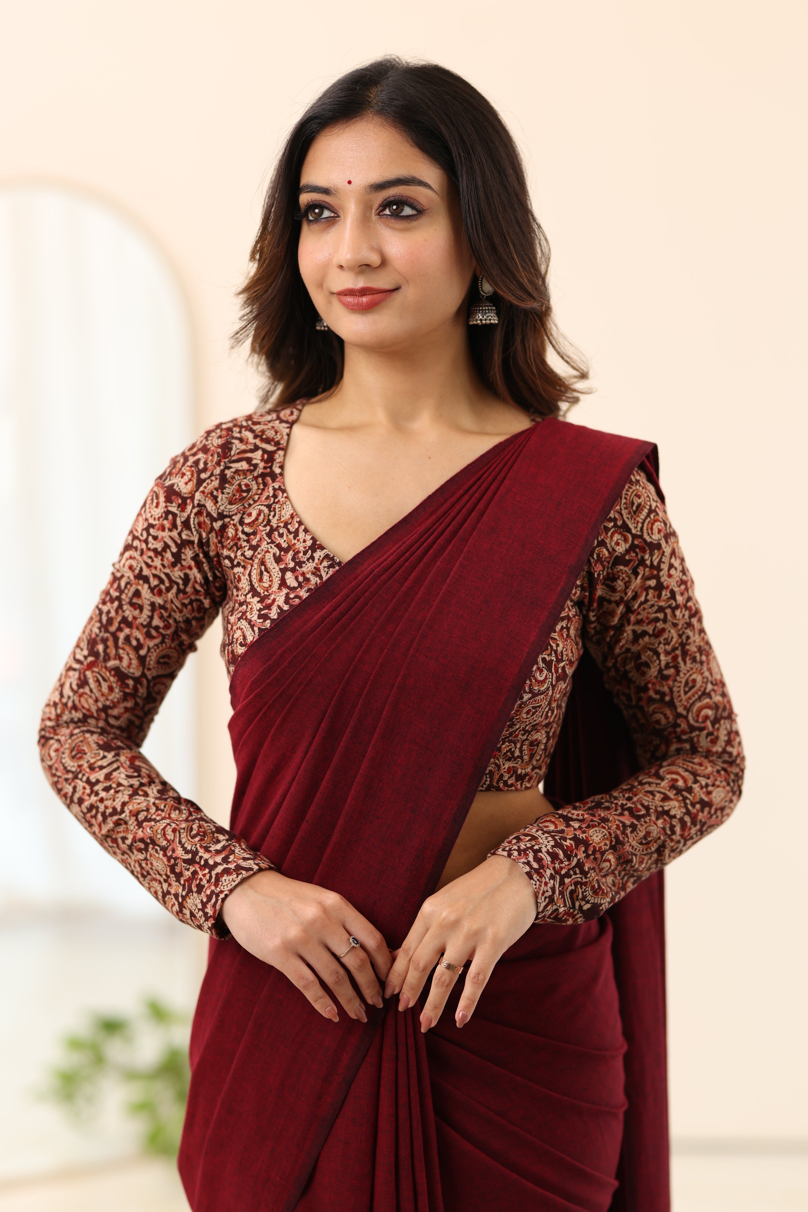 Maroon Kalamkari Full Sleeve Blouse