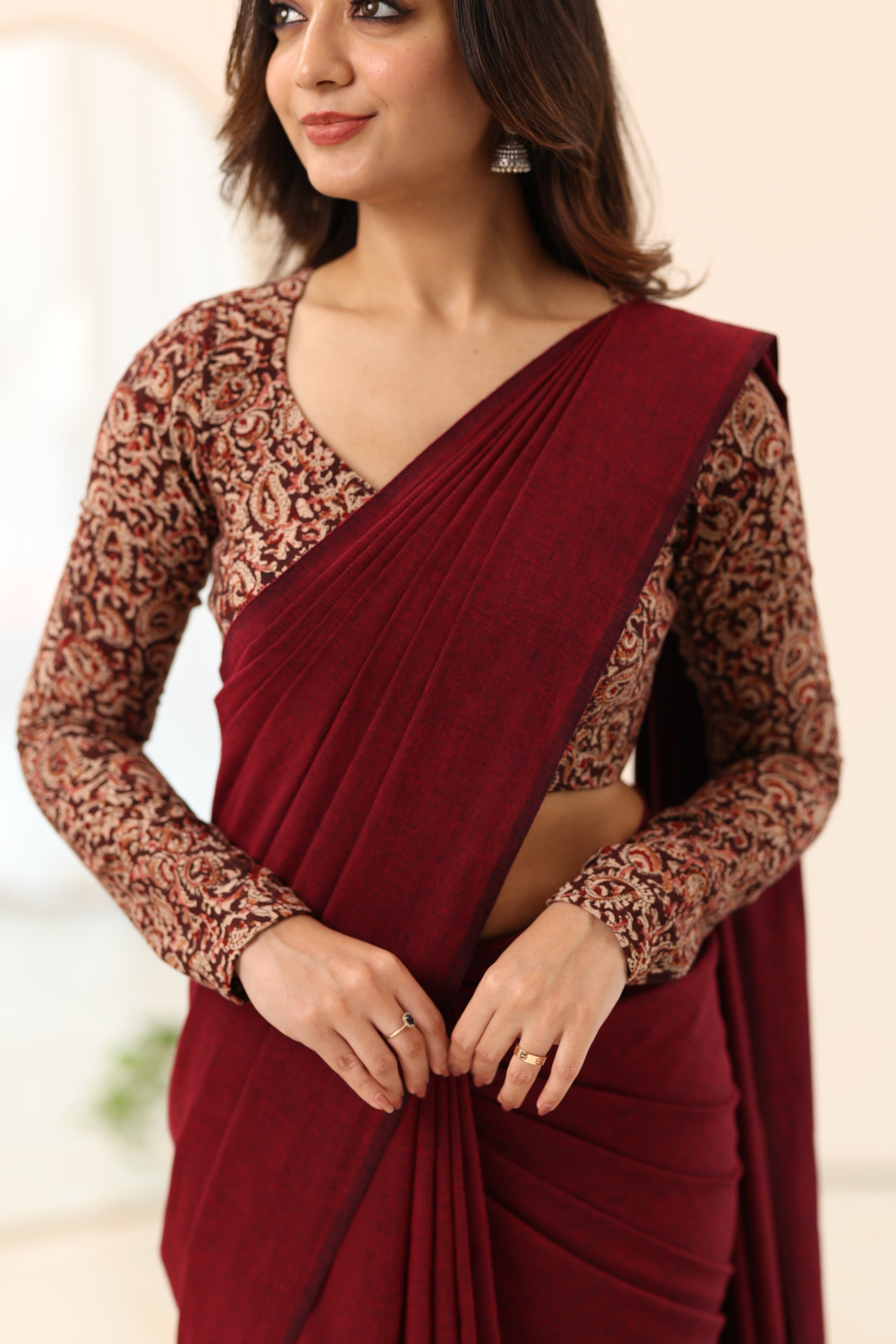 Maroon Kalamkari Full Sleeve Blouse
