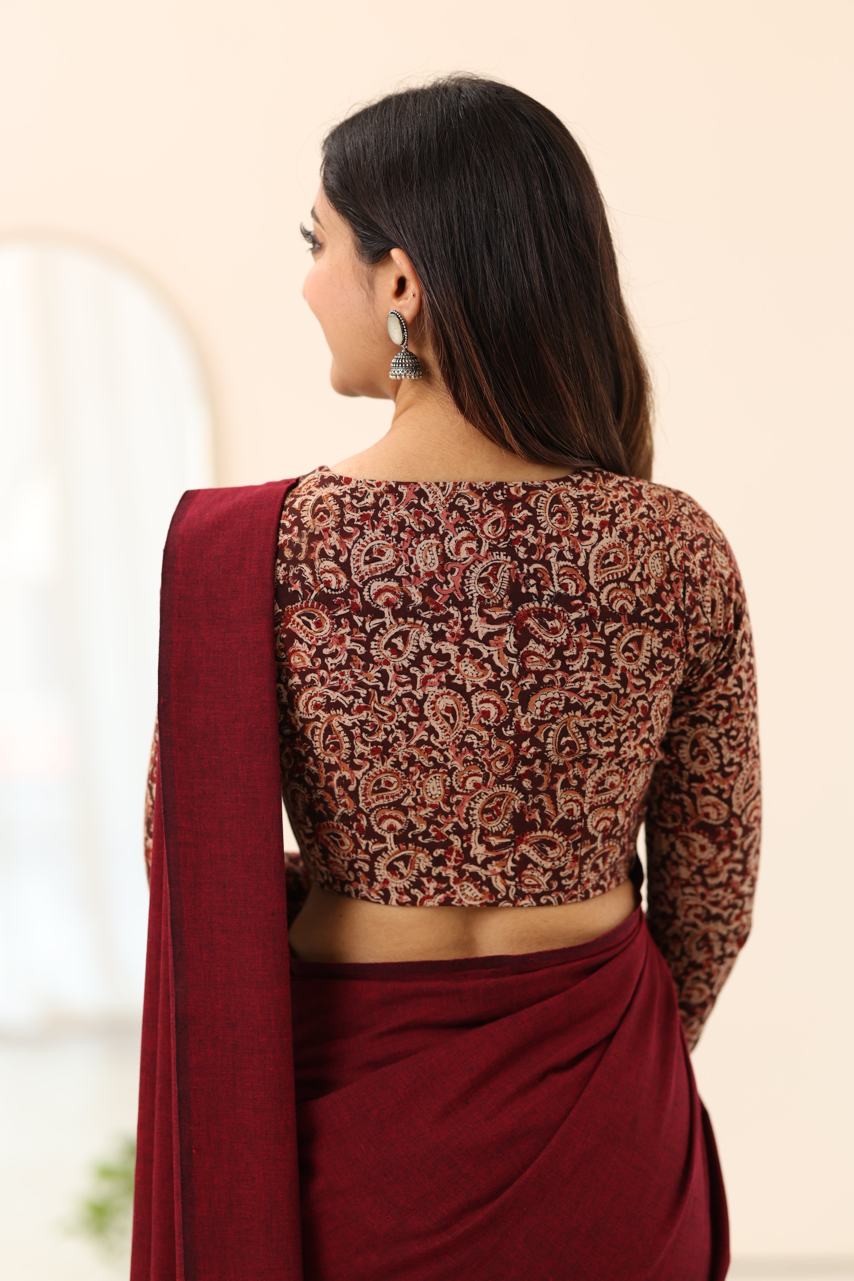 Maroon Kalamkari Full Sleeve Blouse