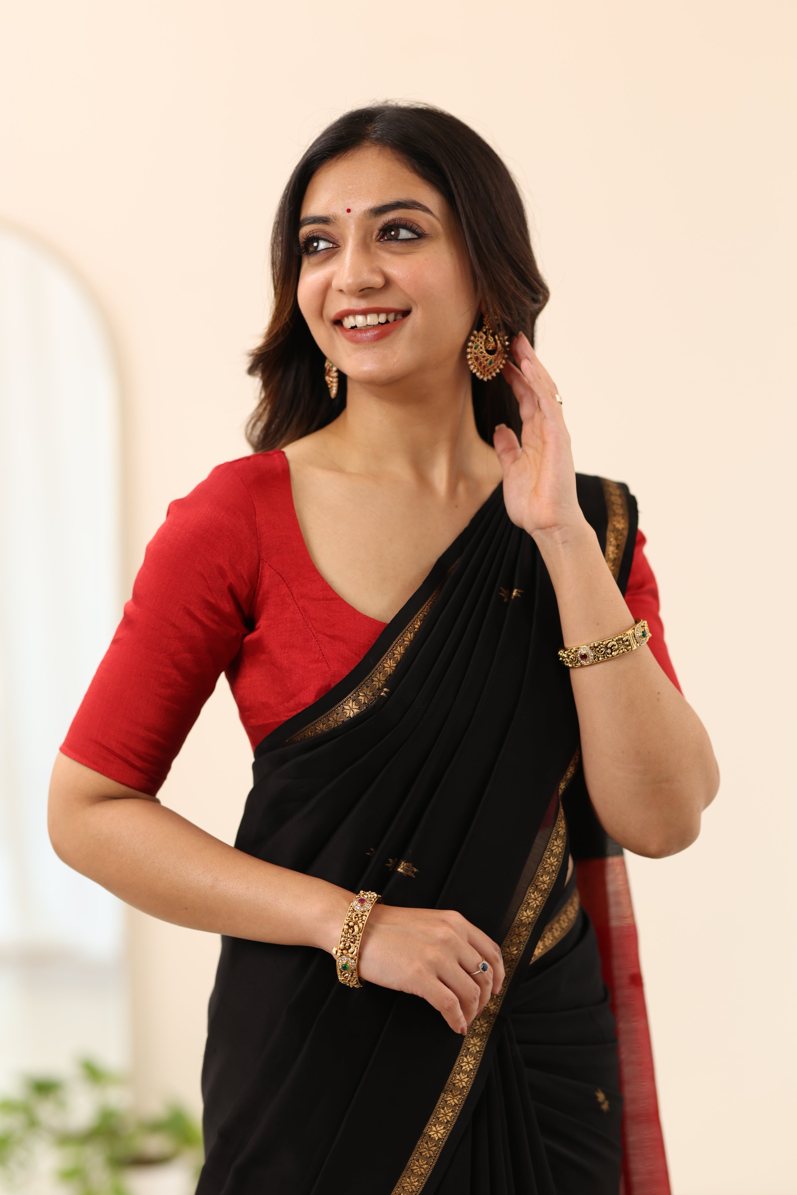 Red Chanderi Tissue Blouse