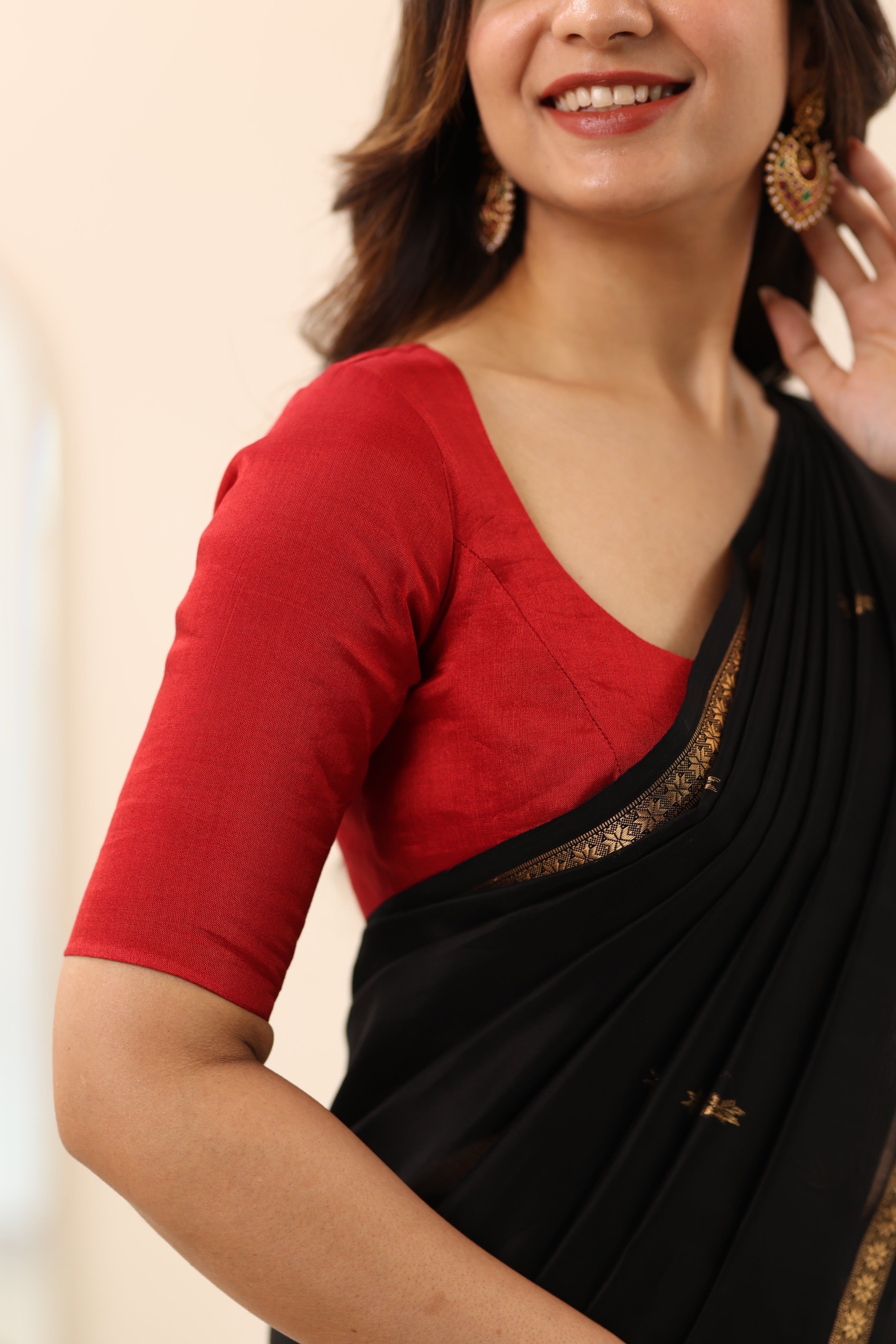 Red Chanderi Tissue Blouse