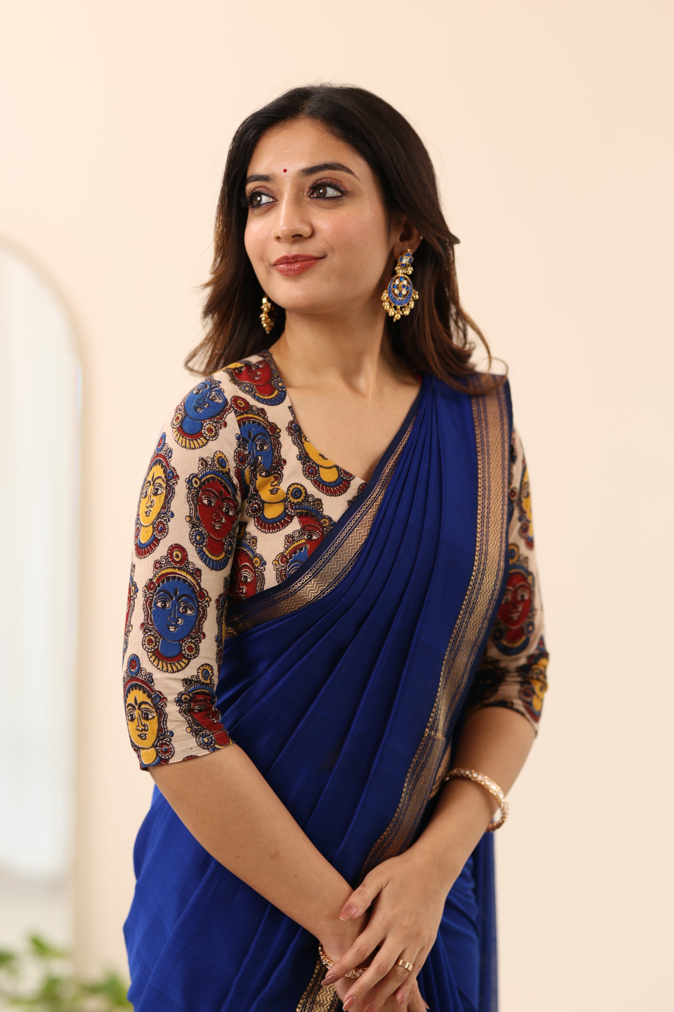Off-White Kalamkari Multicolour Face Print blouse