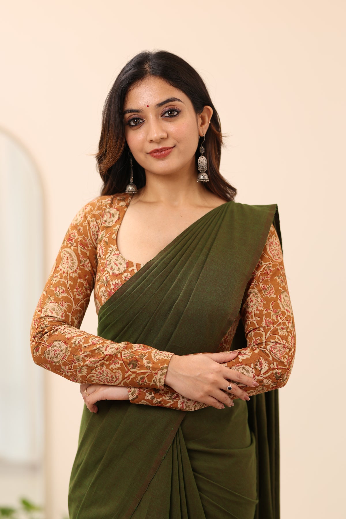 Mustard Kalamkari Full Sleeve Blouse