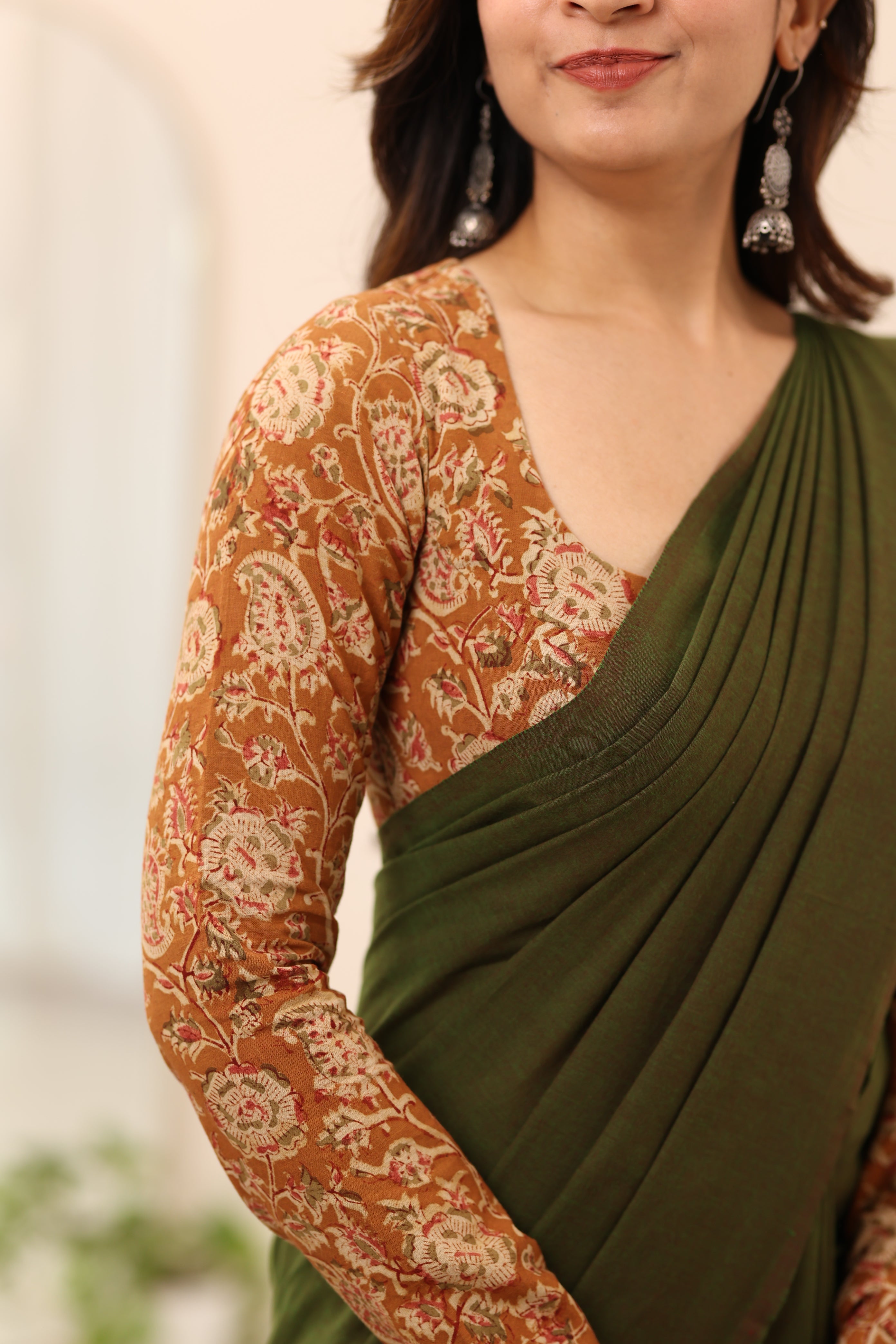 Mustard Kalamkari Full Sleeve Blouse