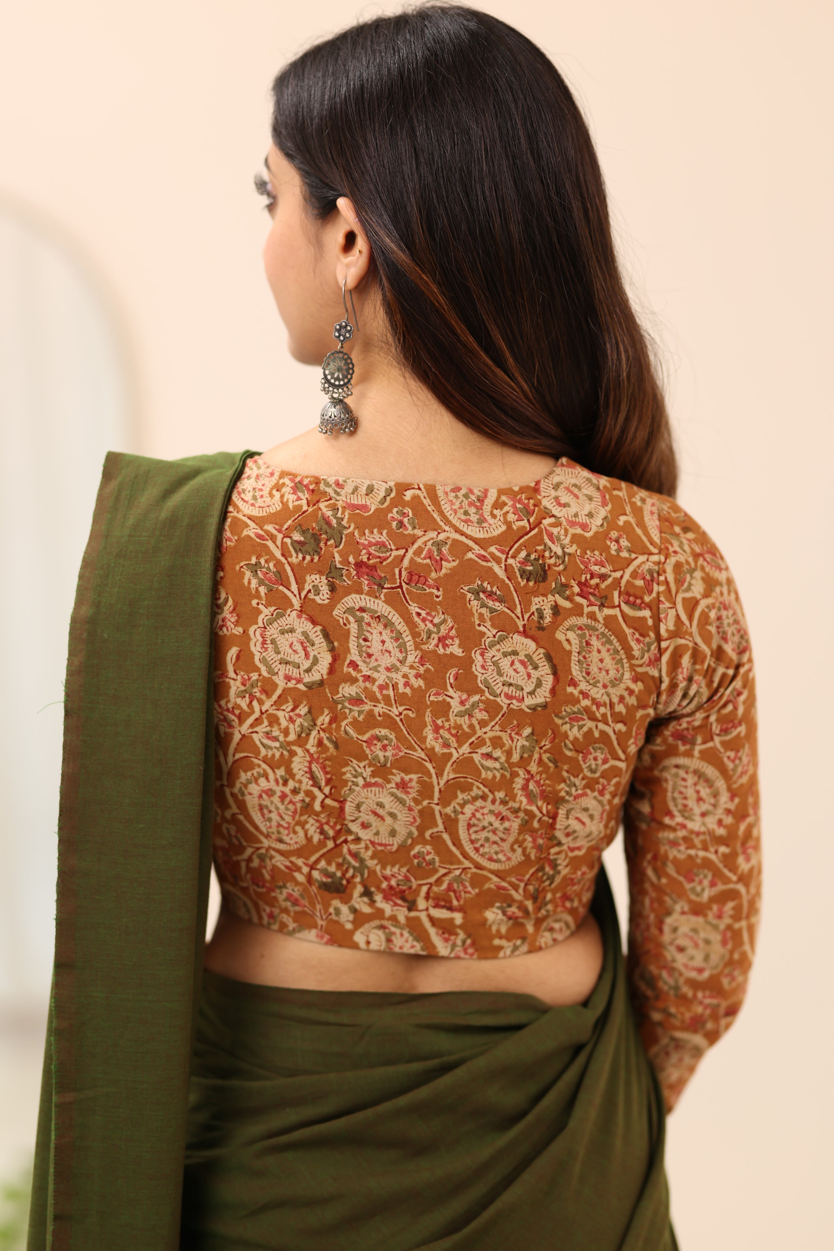 Mustard Kalamkari Full Sleeve Blouse