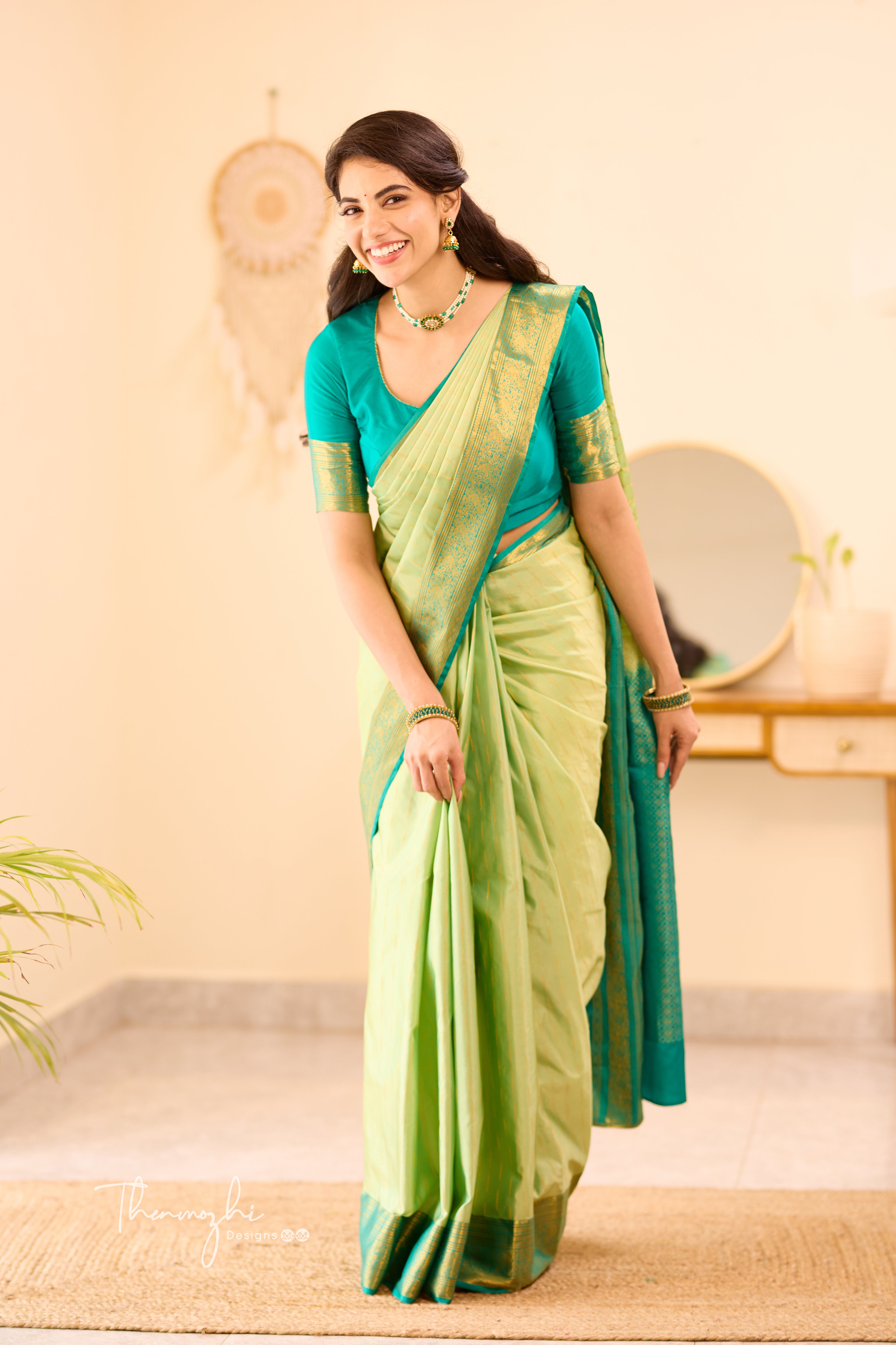 Light Green Kanchi Semi Silk