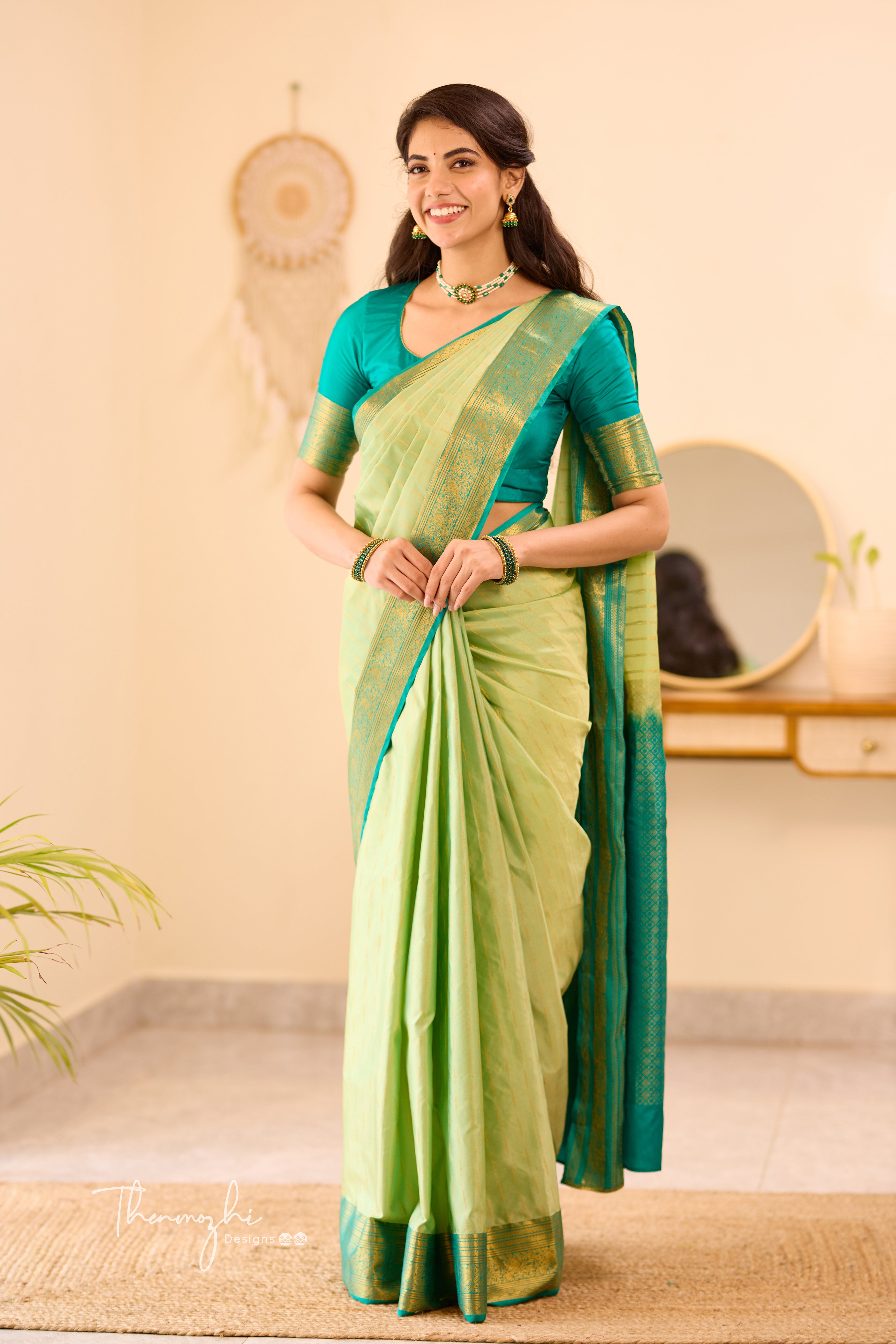 Light Green Kanchi Semi Silk