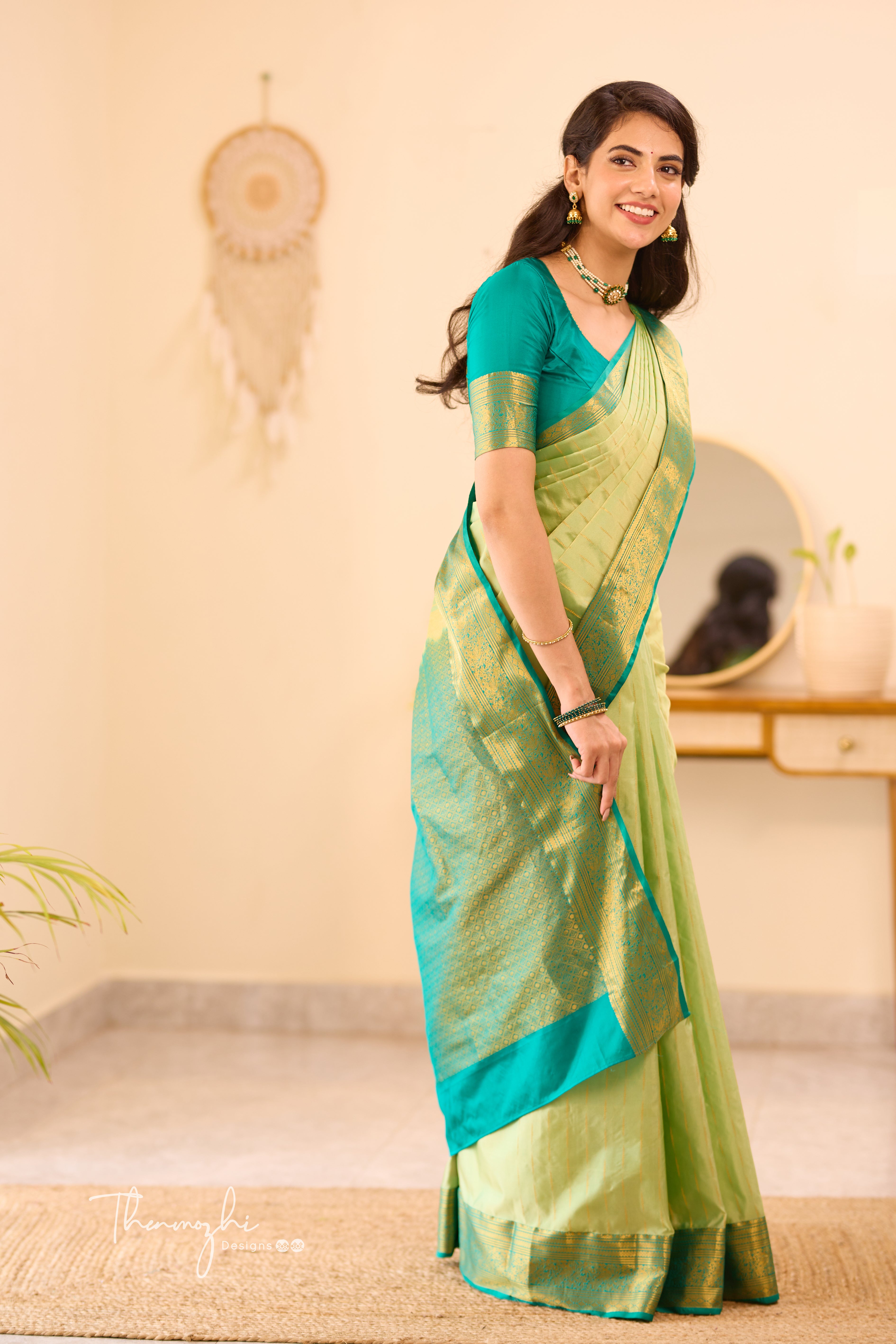 Light Green Kanchi Semi Silk