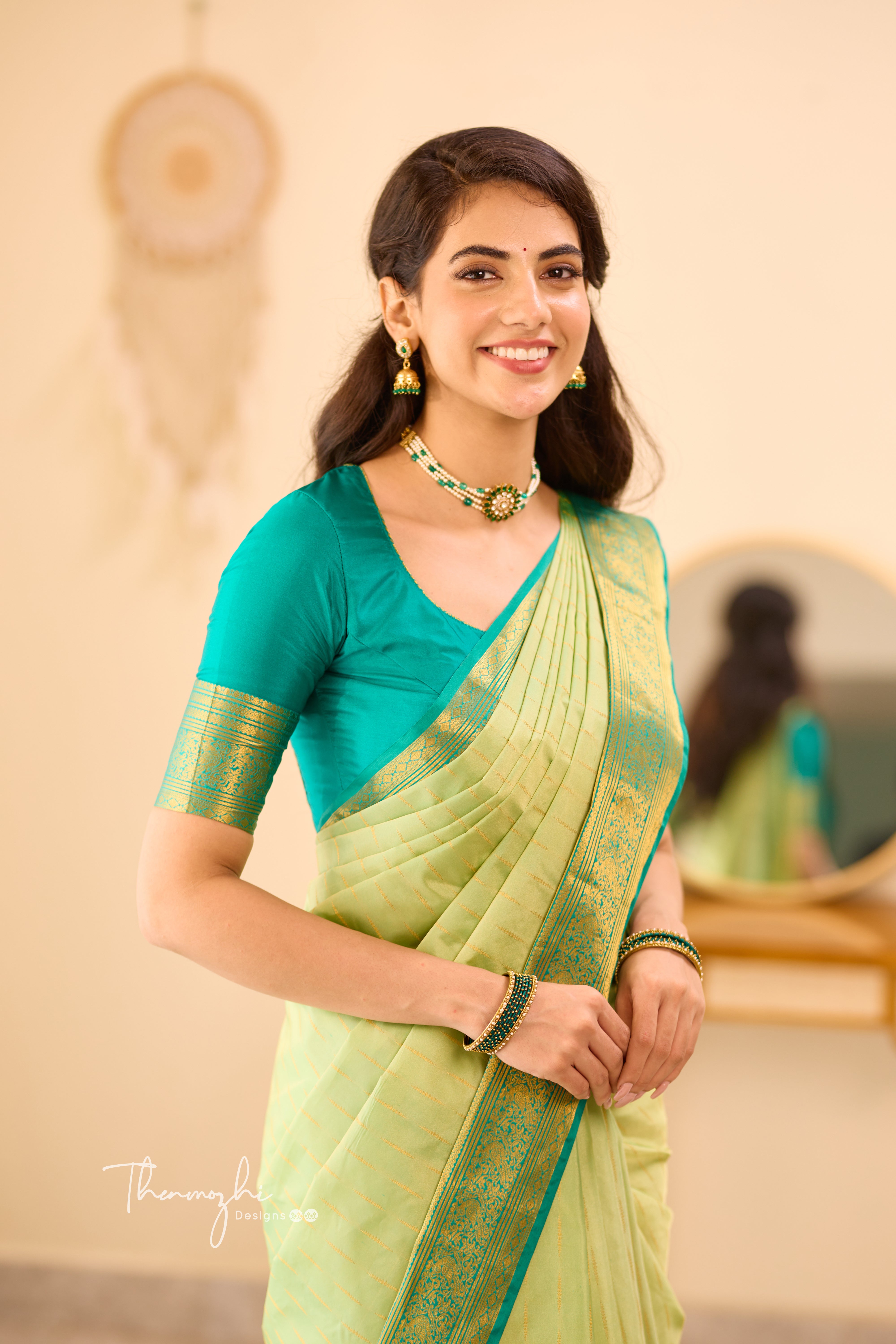 Light Green Kanchi Semi Silk