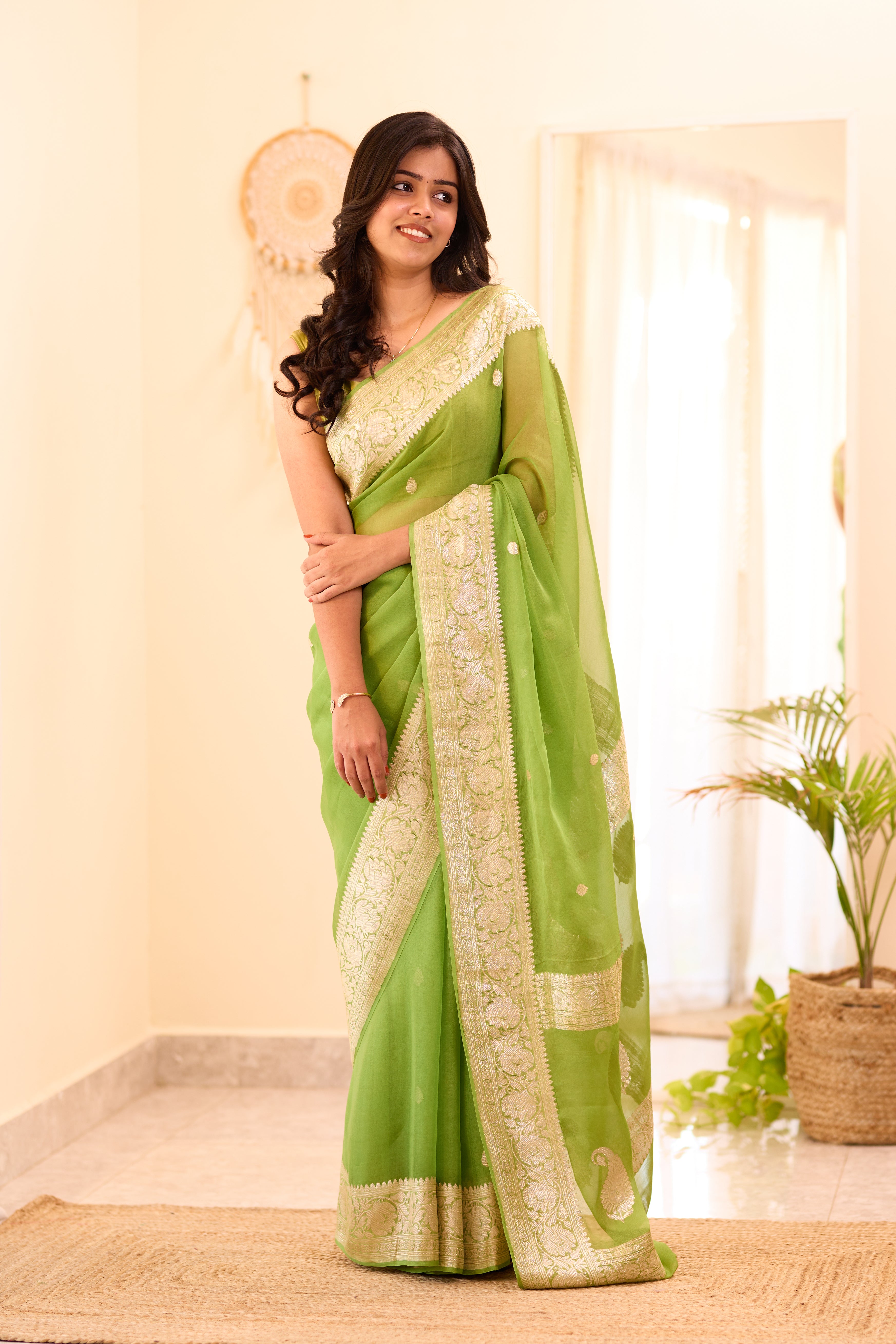 Light Green Khaddi Chiffon