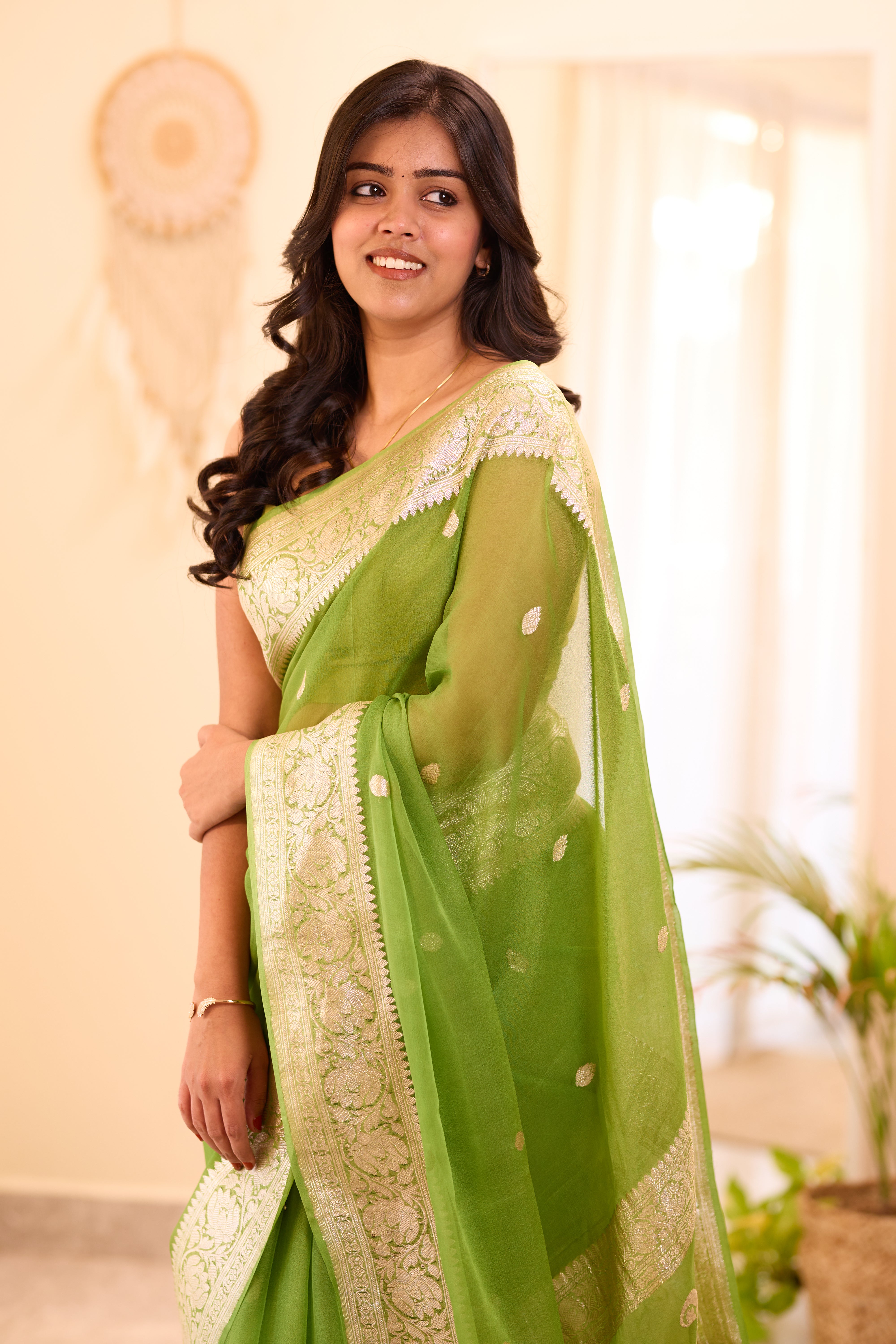 Light Green Khaddi Chiffon