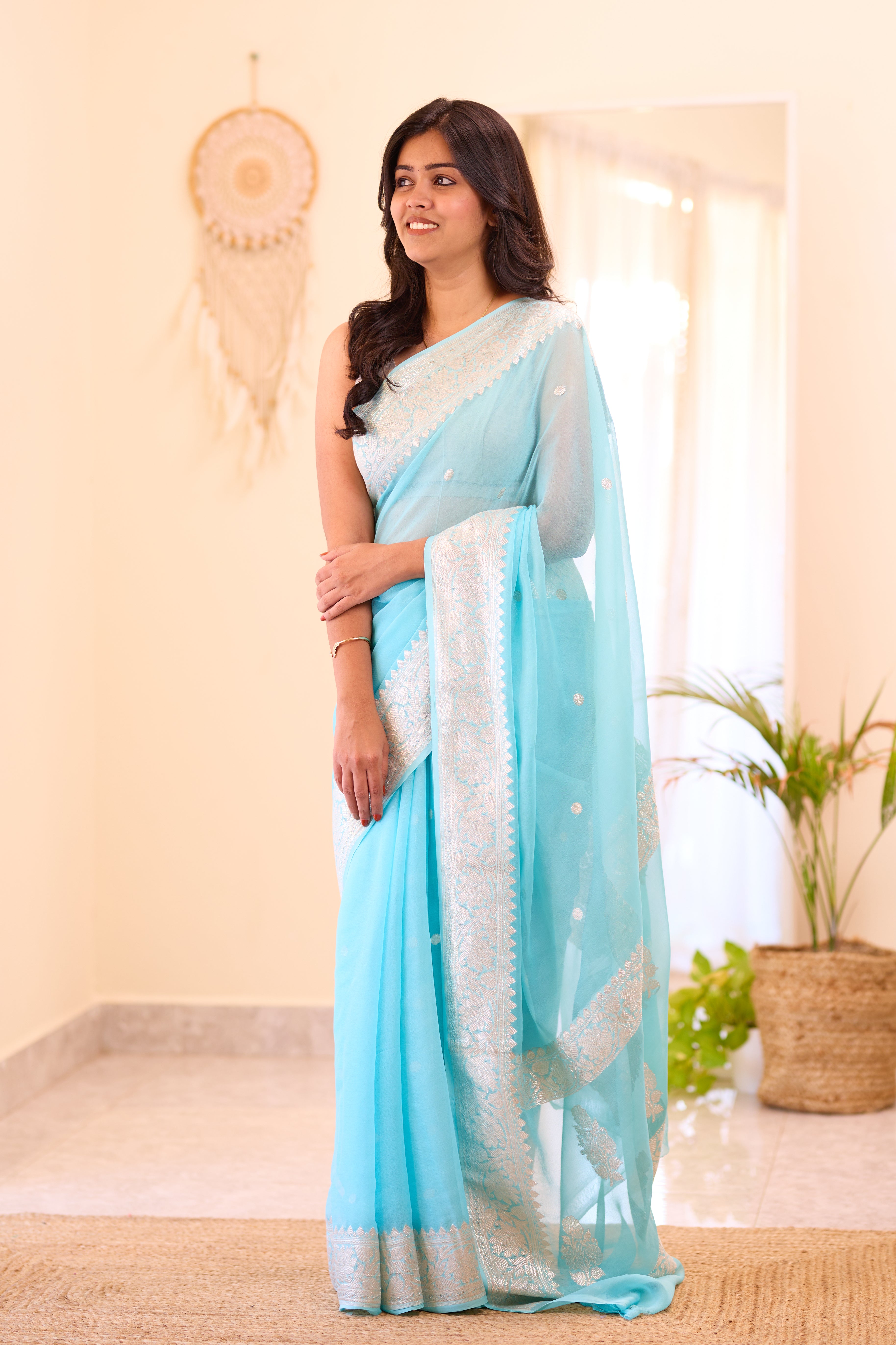 Light Blue Khaddi Chiffon