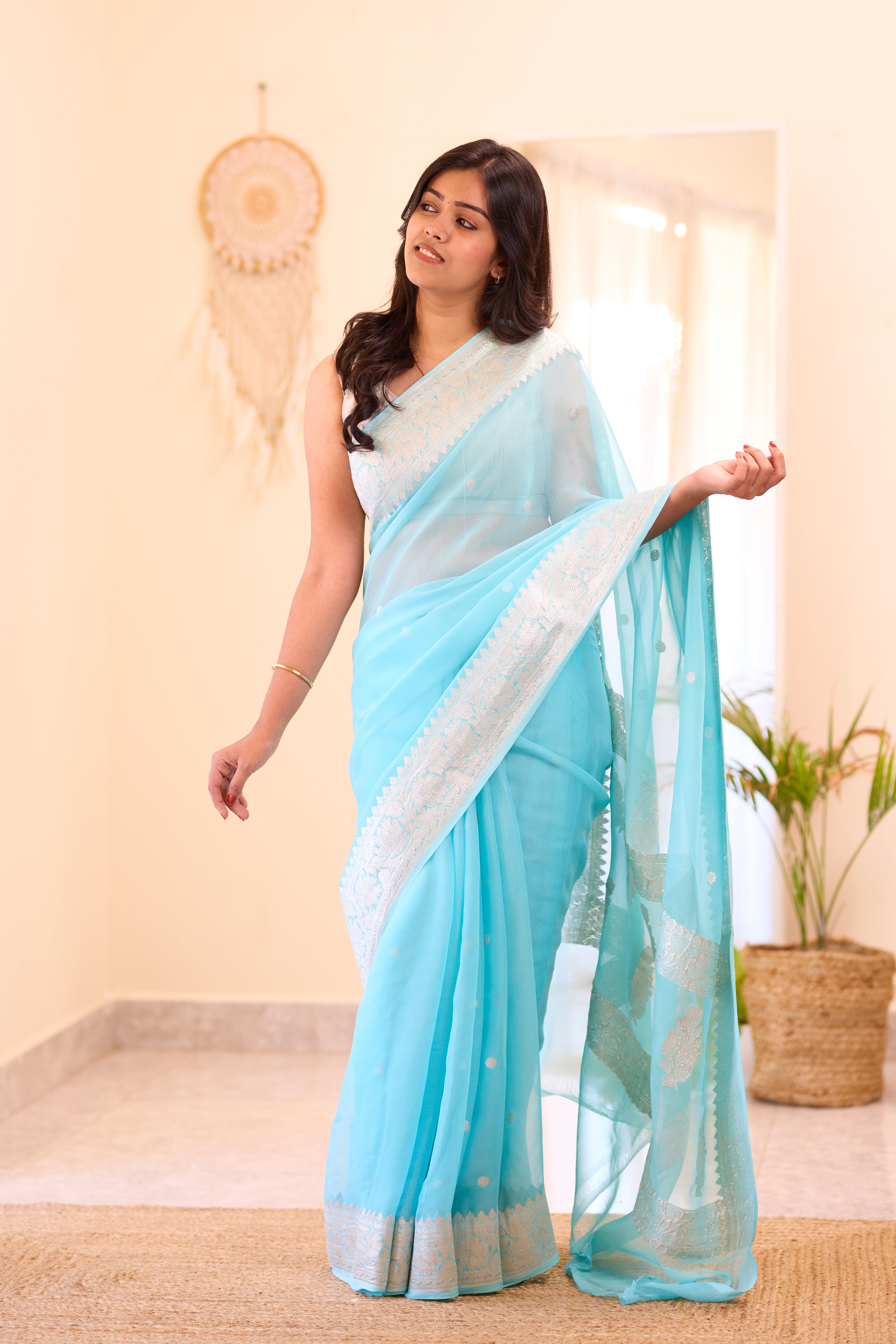 Light Blue Khaddi Chiffon