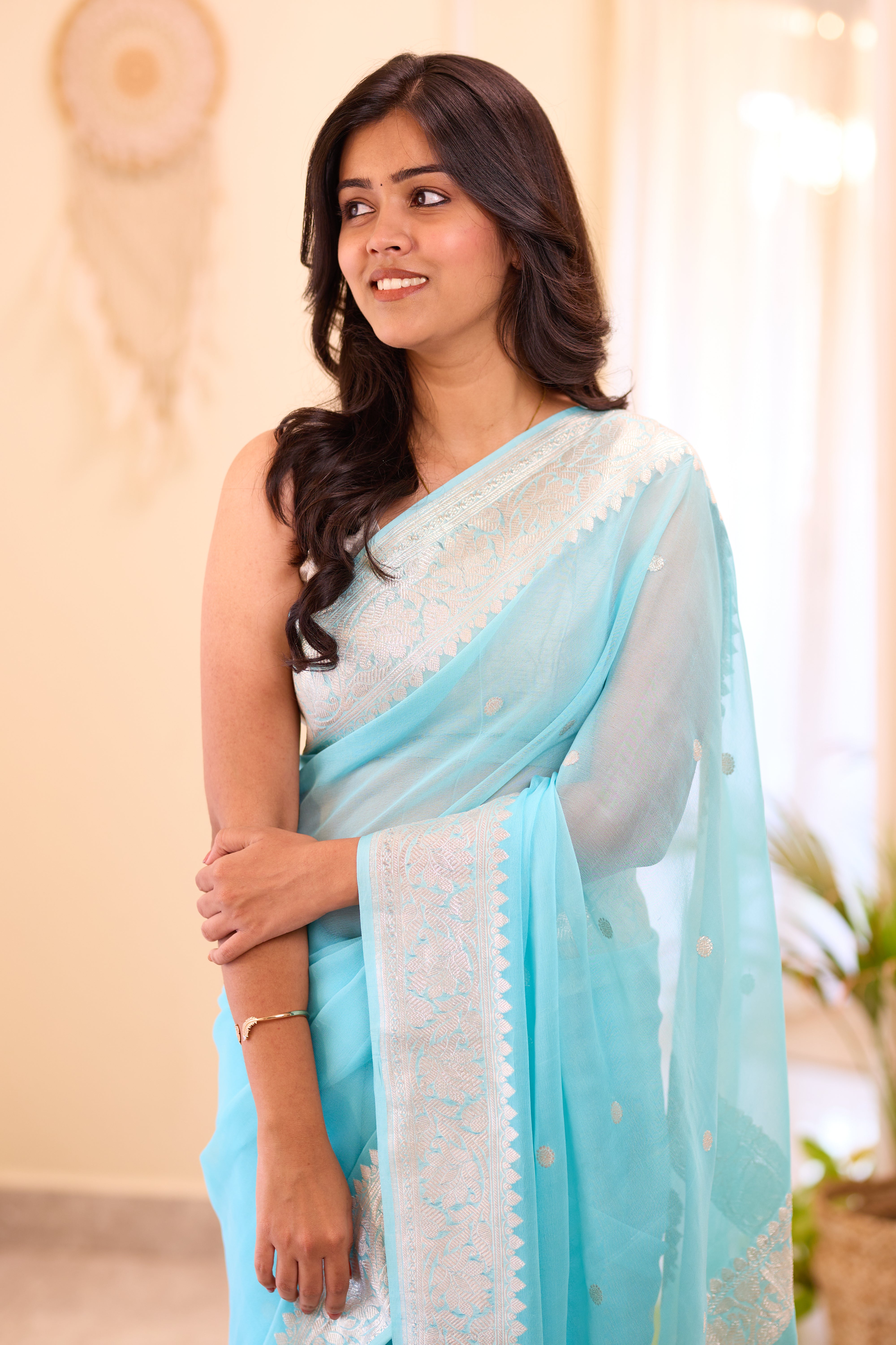 Light Blue Khaddi Chiffon