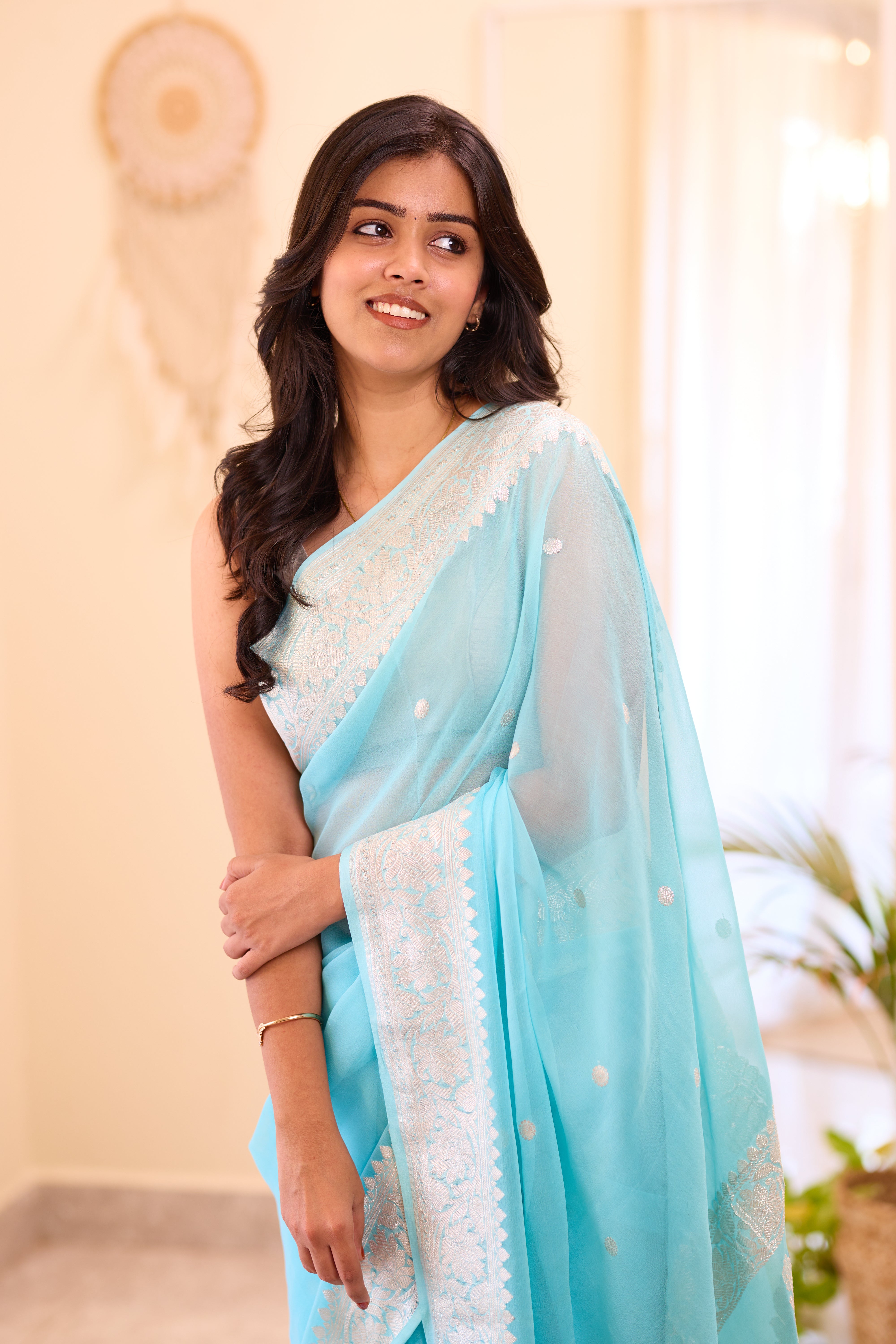 Light Blue Khaddi Chiffon