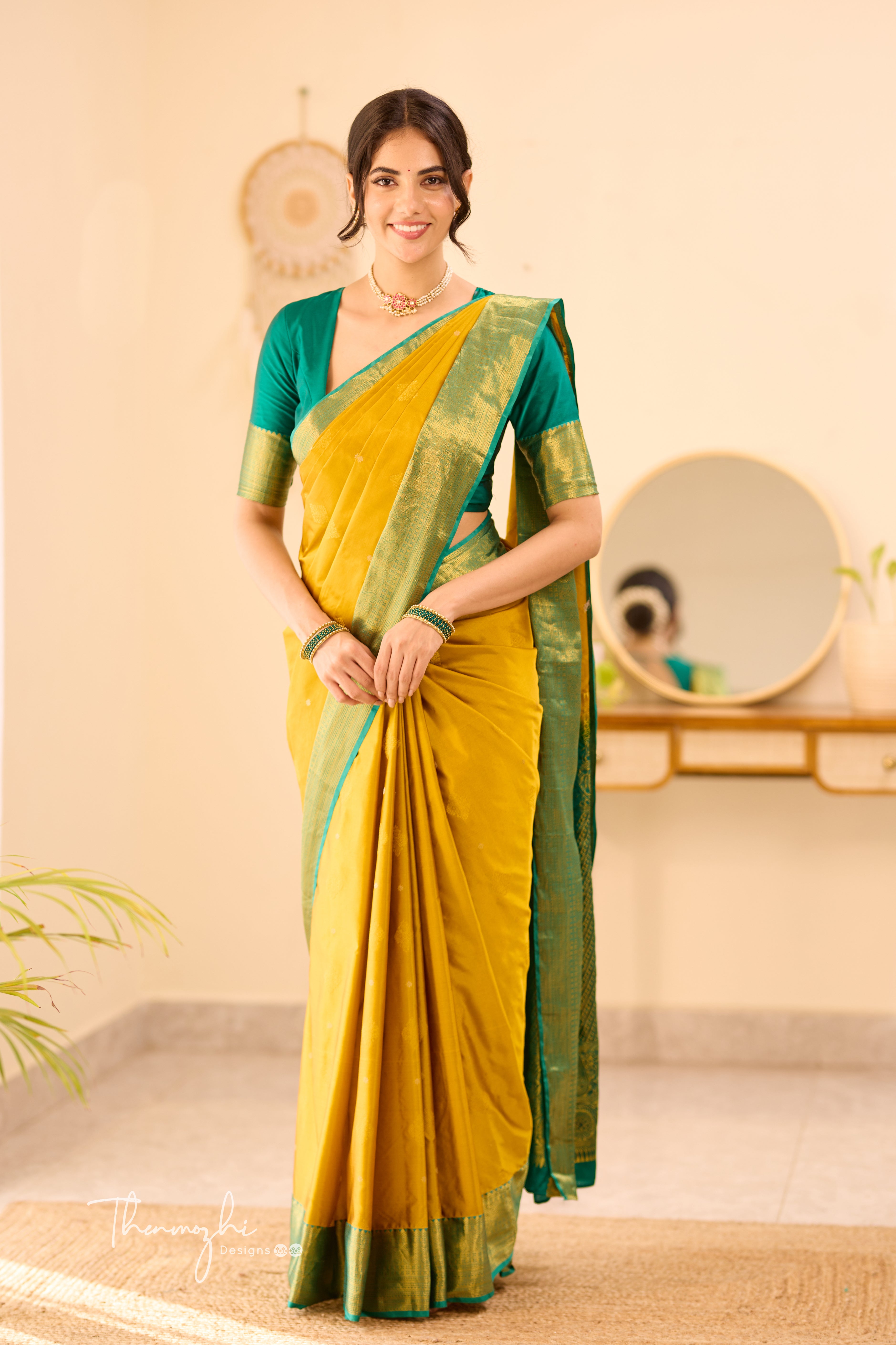 Yellow Kanchi Semi Silk