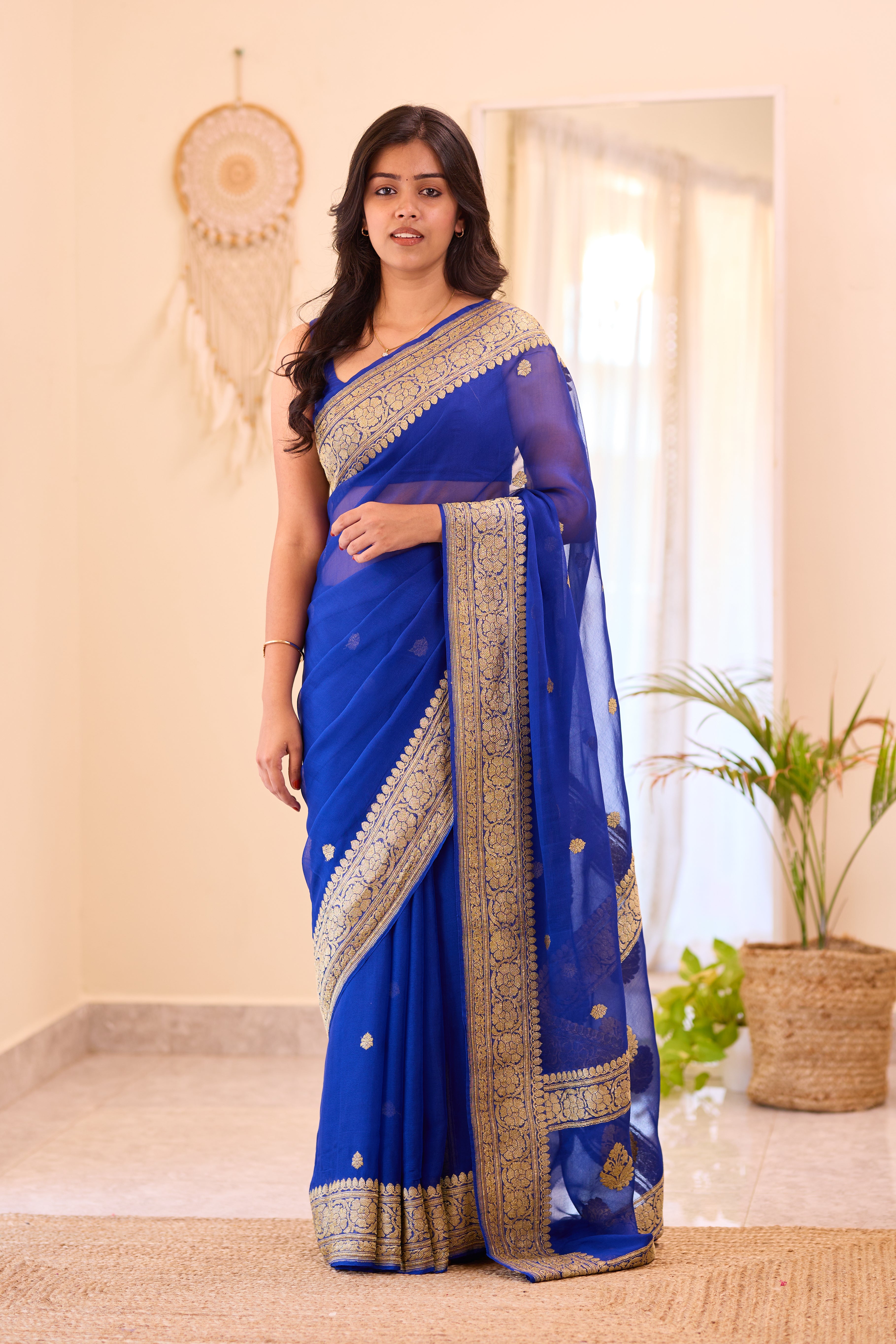 Royal Blue Blue Khaddi Chiffon