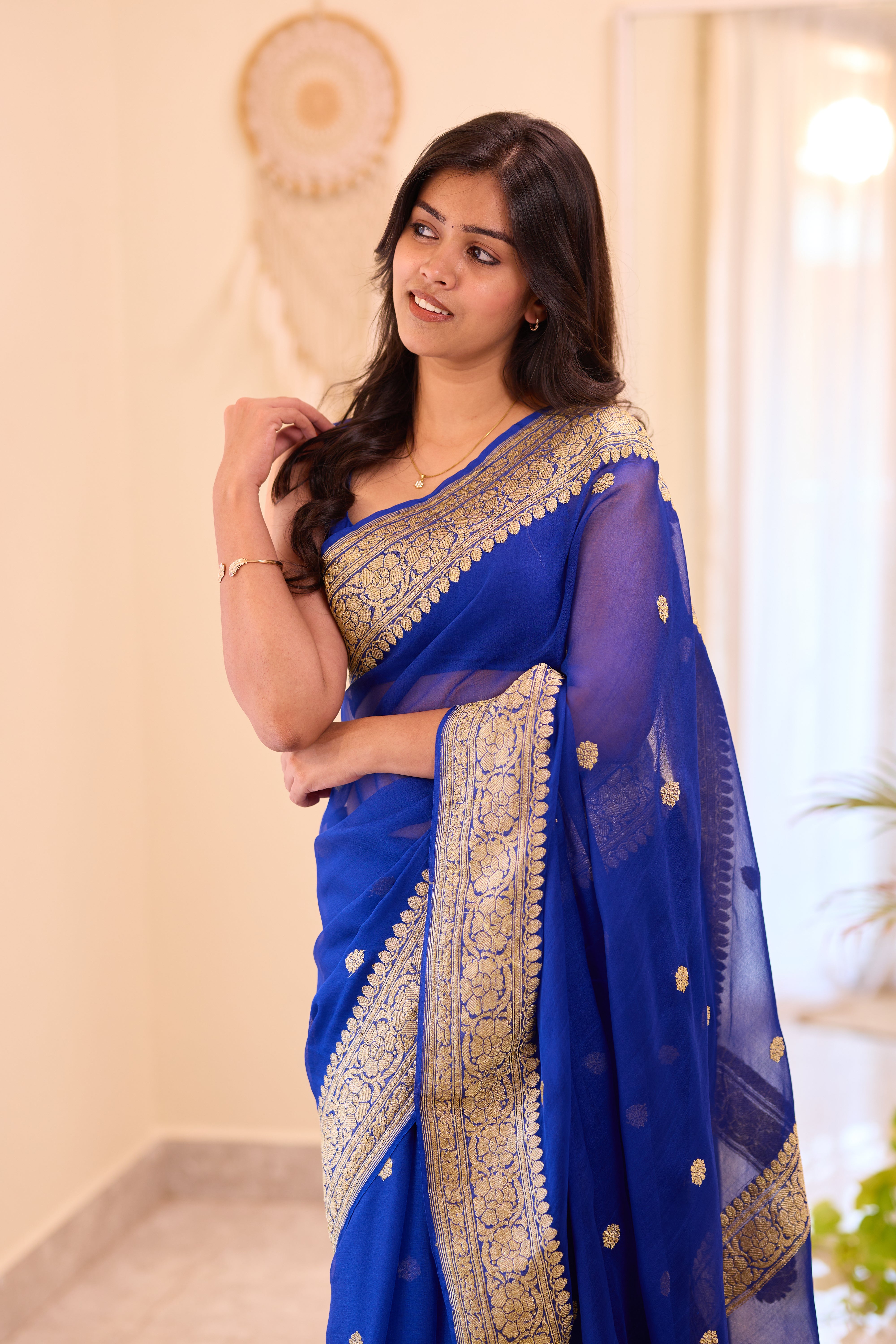 Royal Blue Blue Khaddi Chiffon