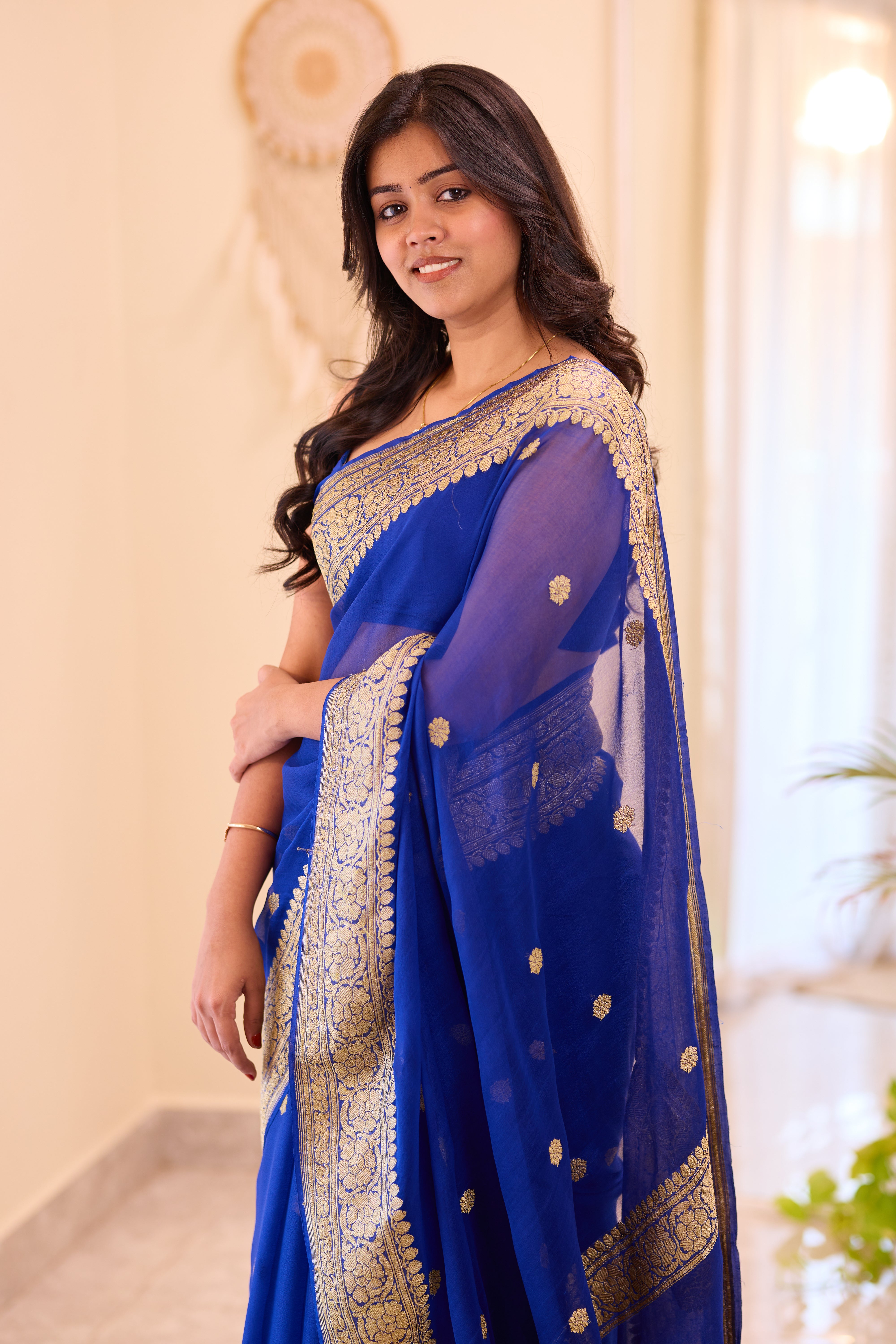 Royal Blue Blue Khaddi Chiffon