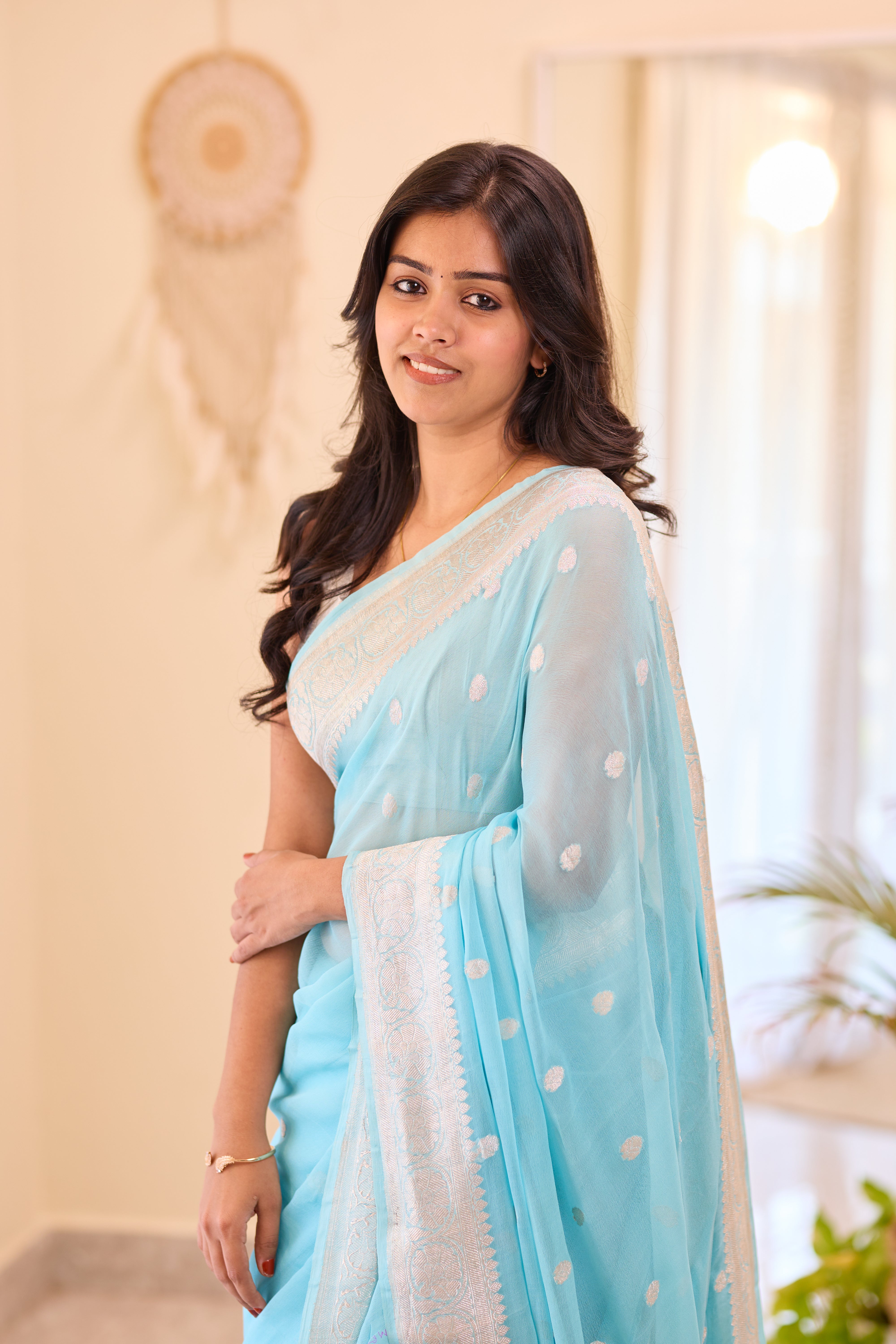 Sky Blue Khaddi Chiffon