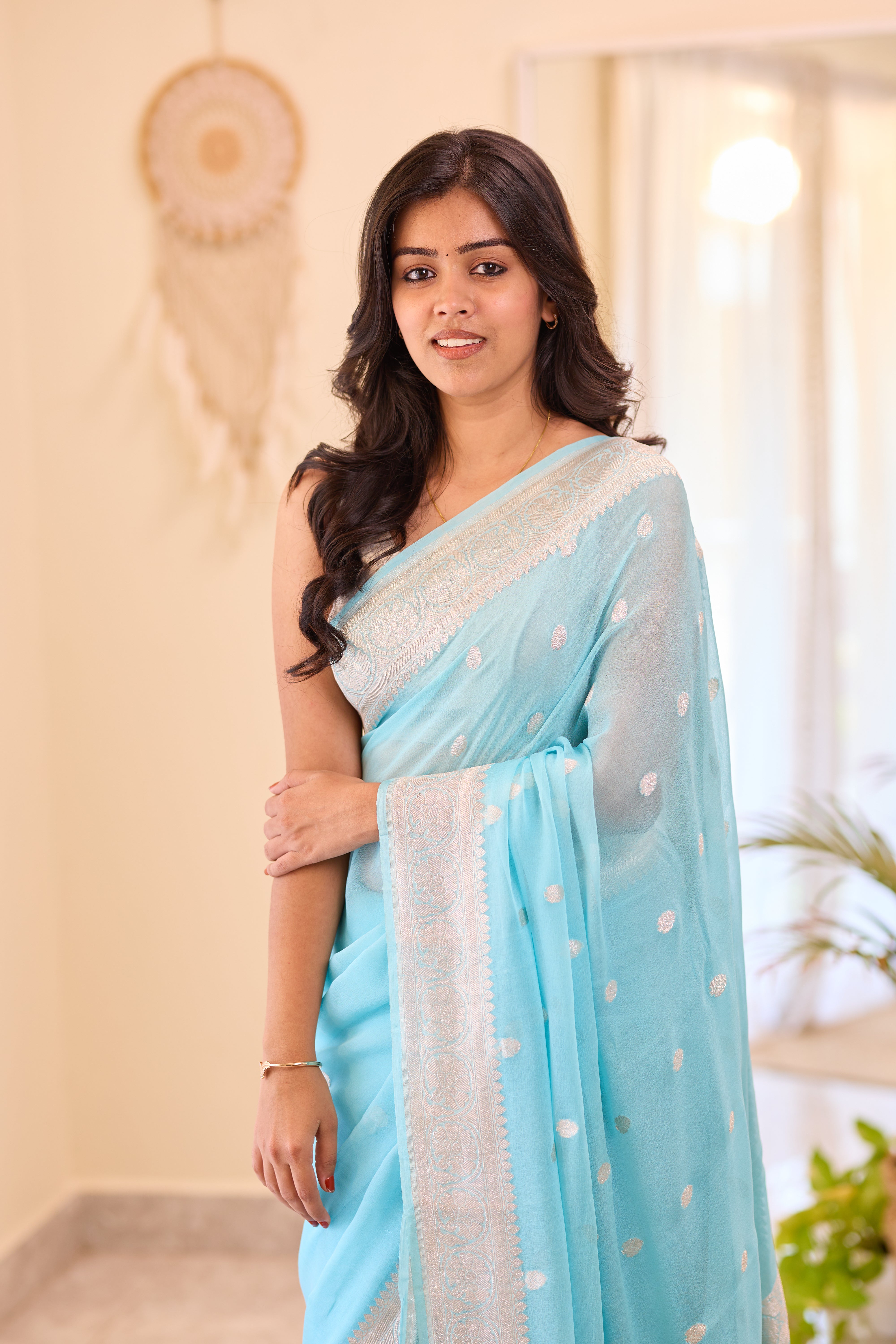 Sky Blue Khaddi Chiffon