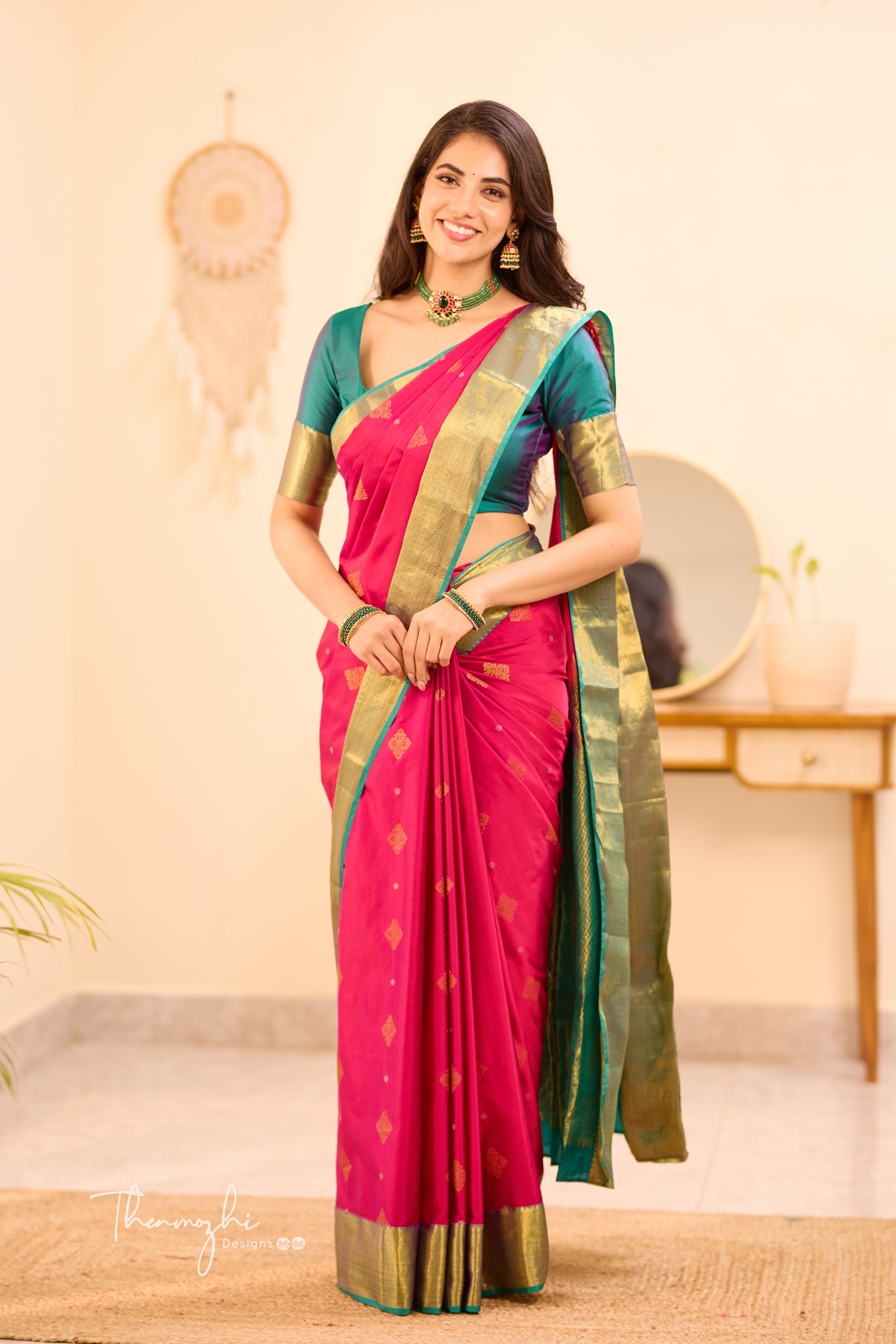 Pink Kanchi Semi Silk