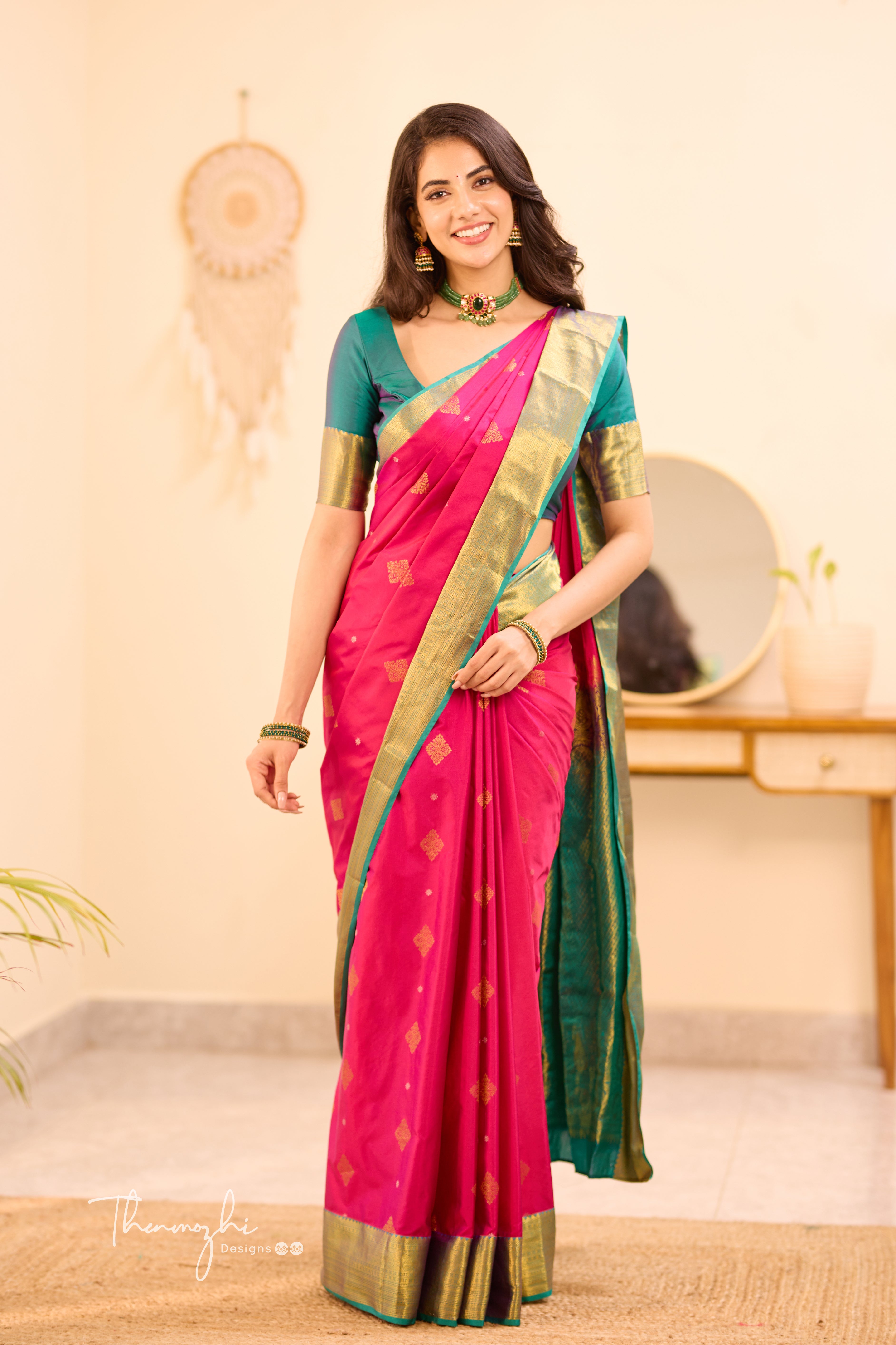 Pink Kanchi Semi Silk