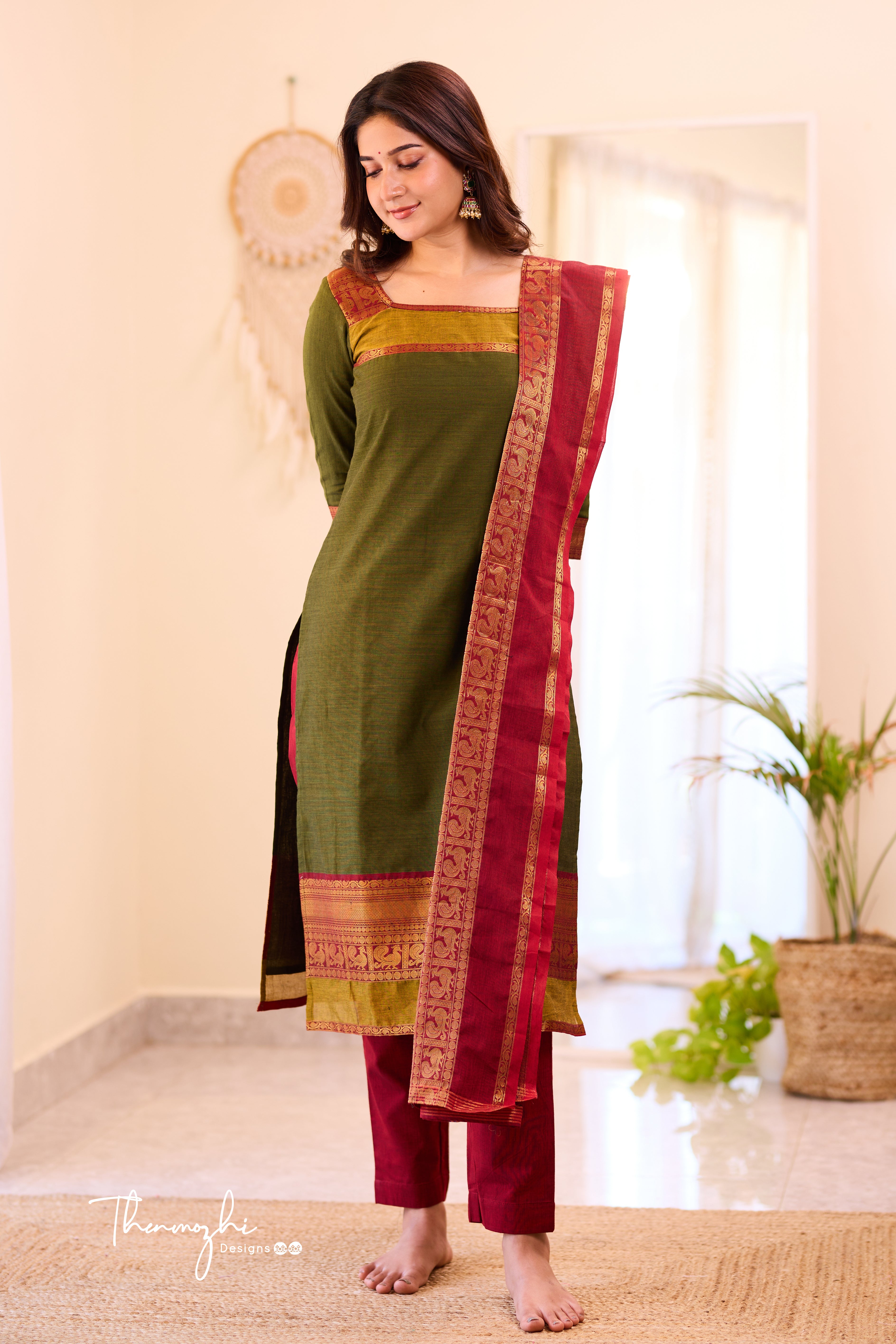 Mehendi Green Chettinad Cotton Salwar