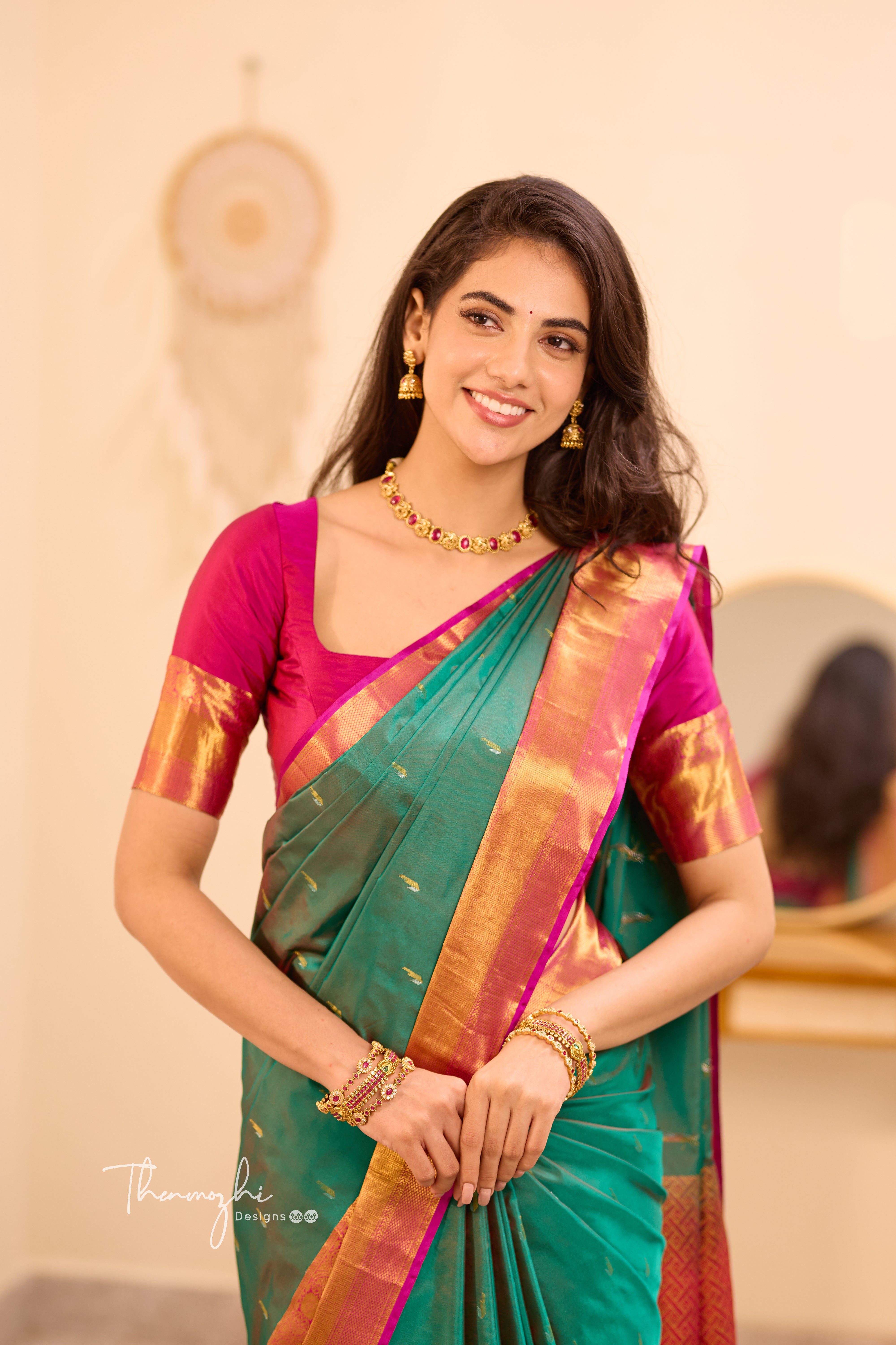 Dark Green Kanchi Semi Silk(Pathani)