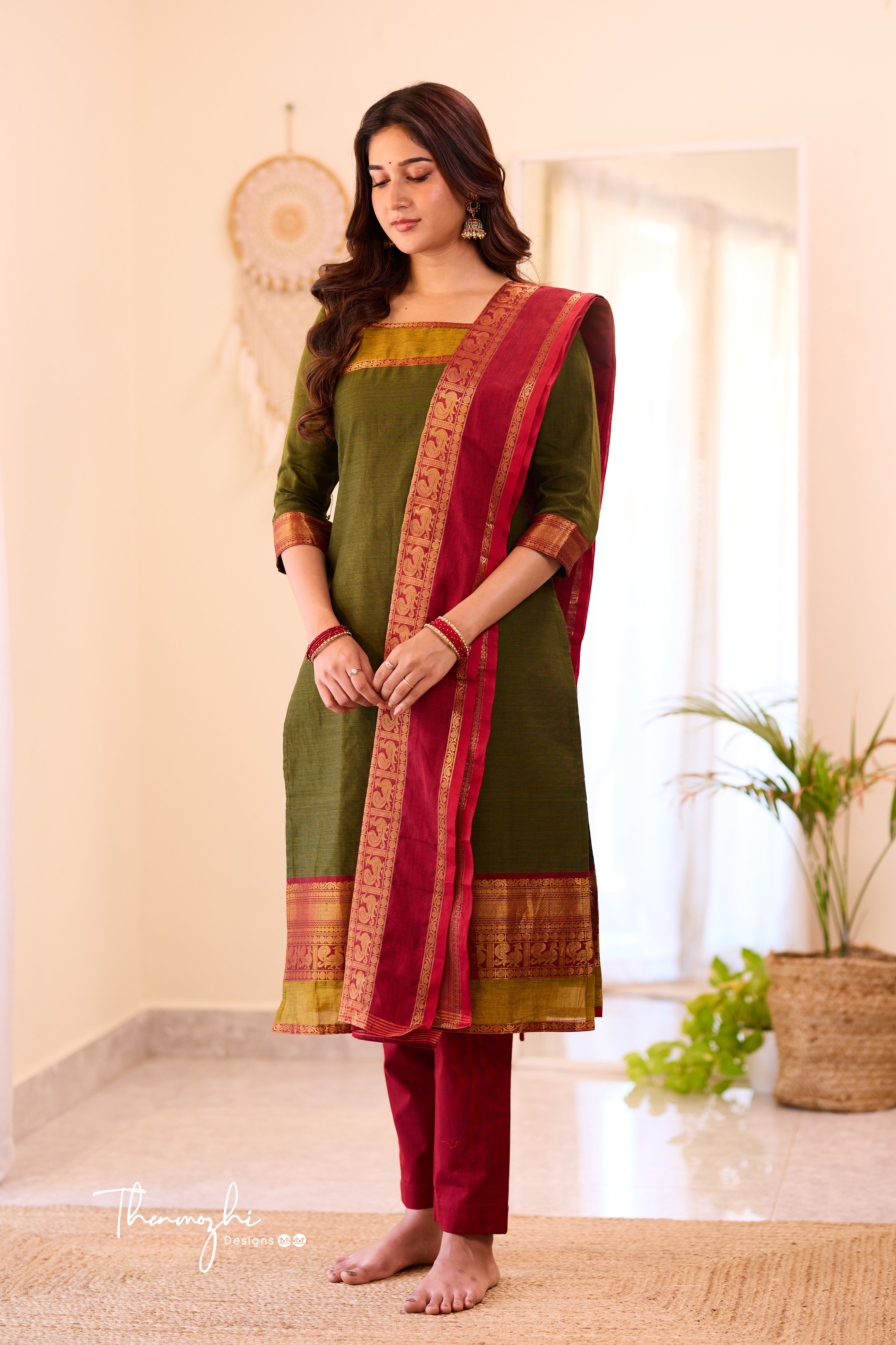 Mehendi Green Chettinad Cotton Salwar