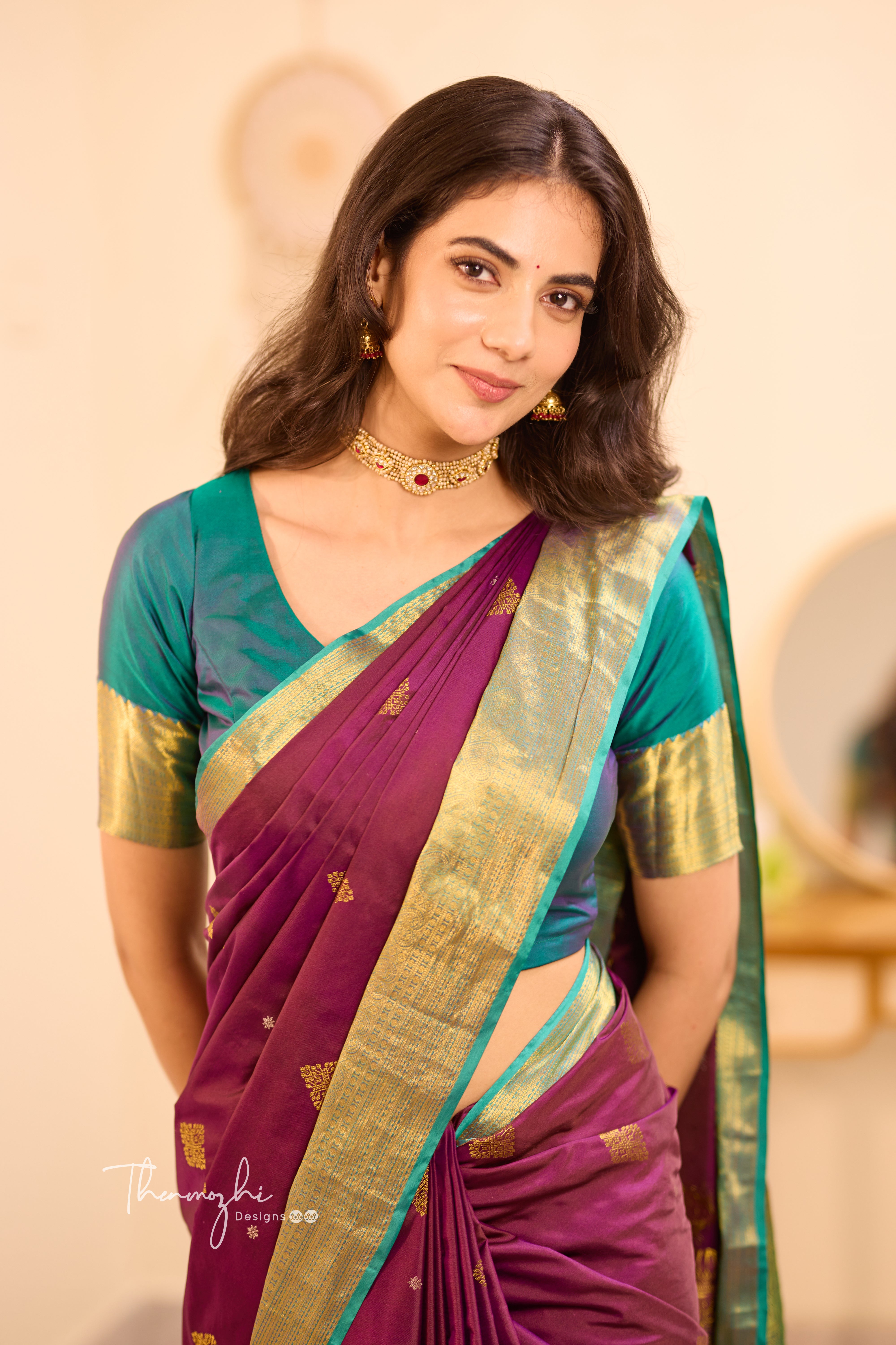 Purple Kanchi Semi Silk