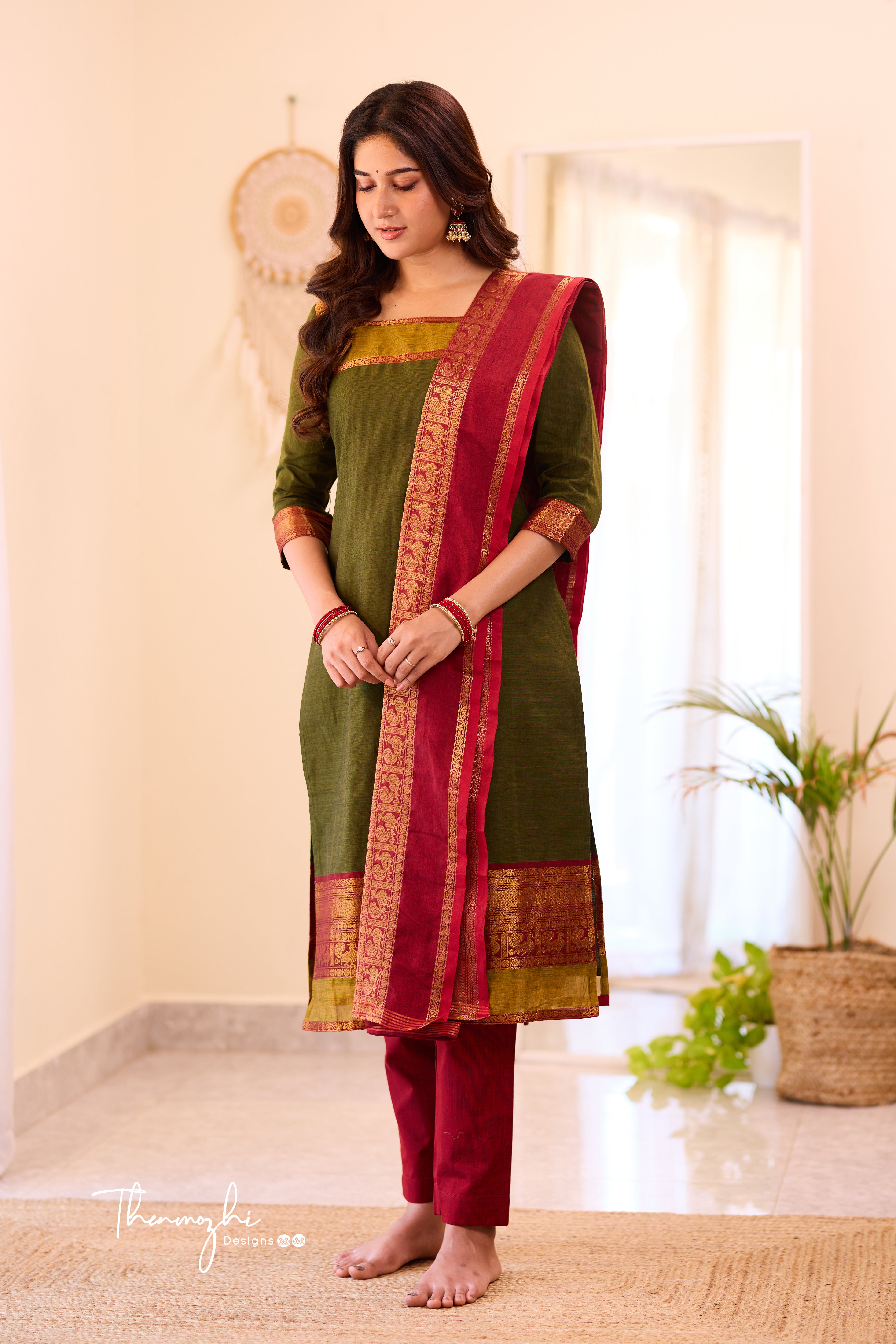 Mehendi Green Chettinad Cotton Salwar