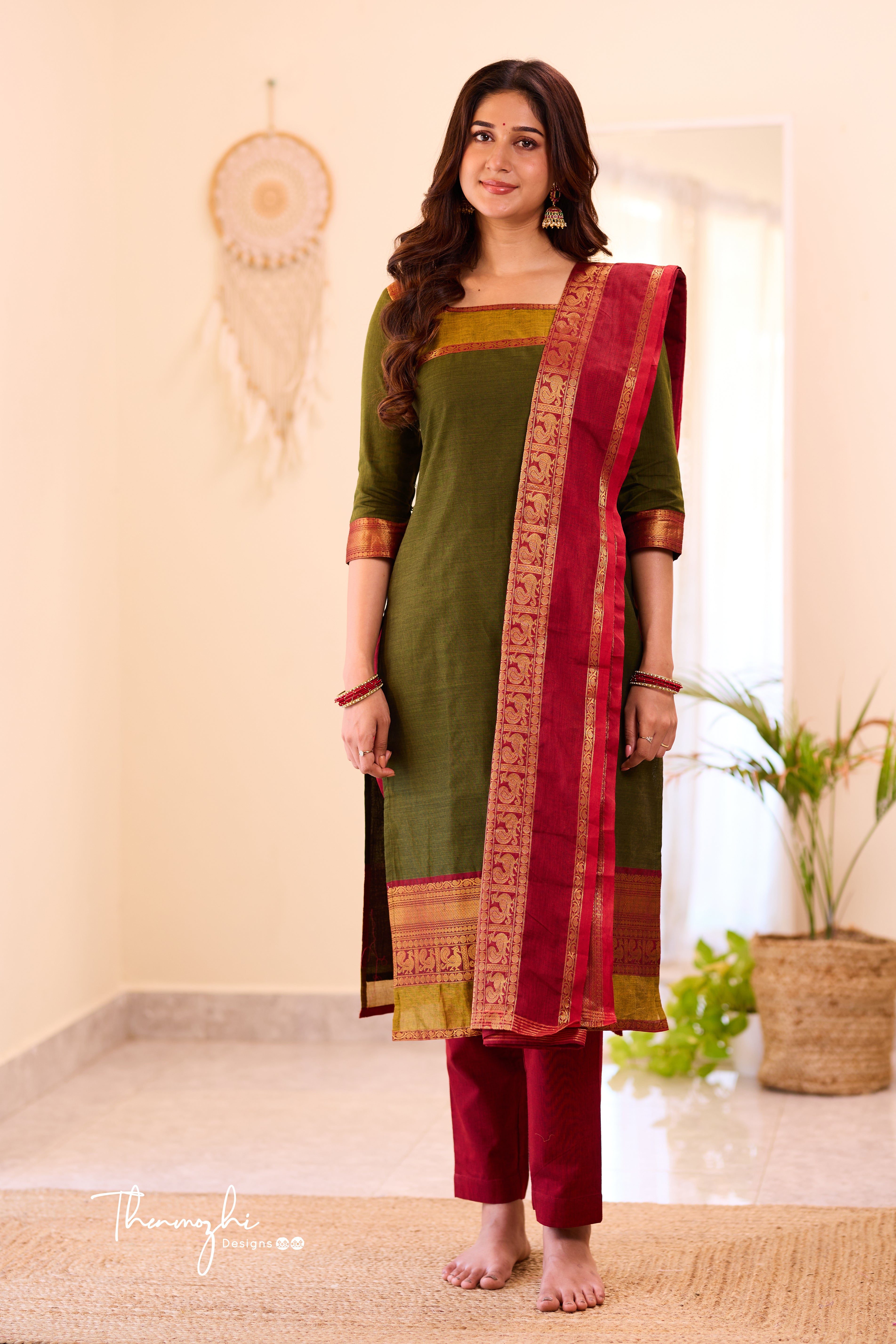 Mehendi Green Chettinad Cotton Salwar