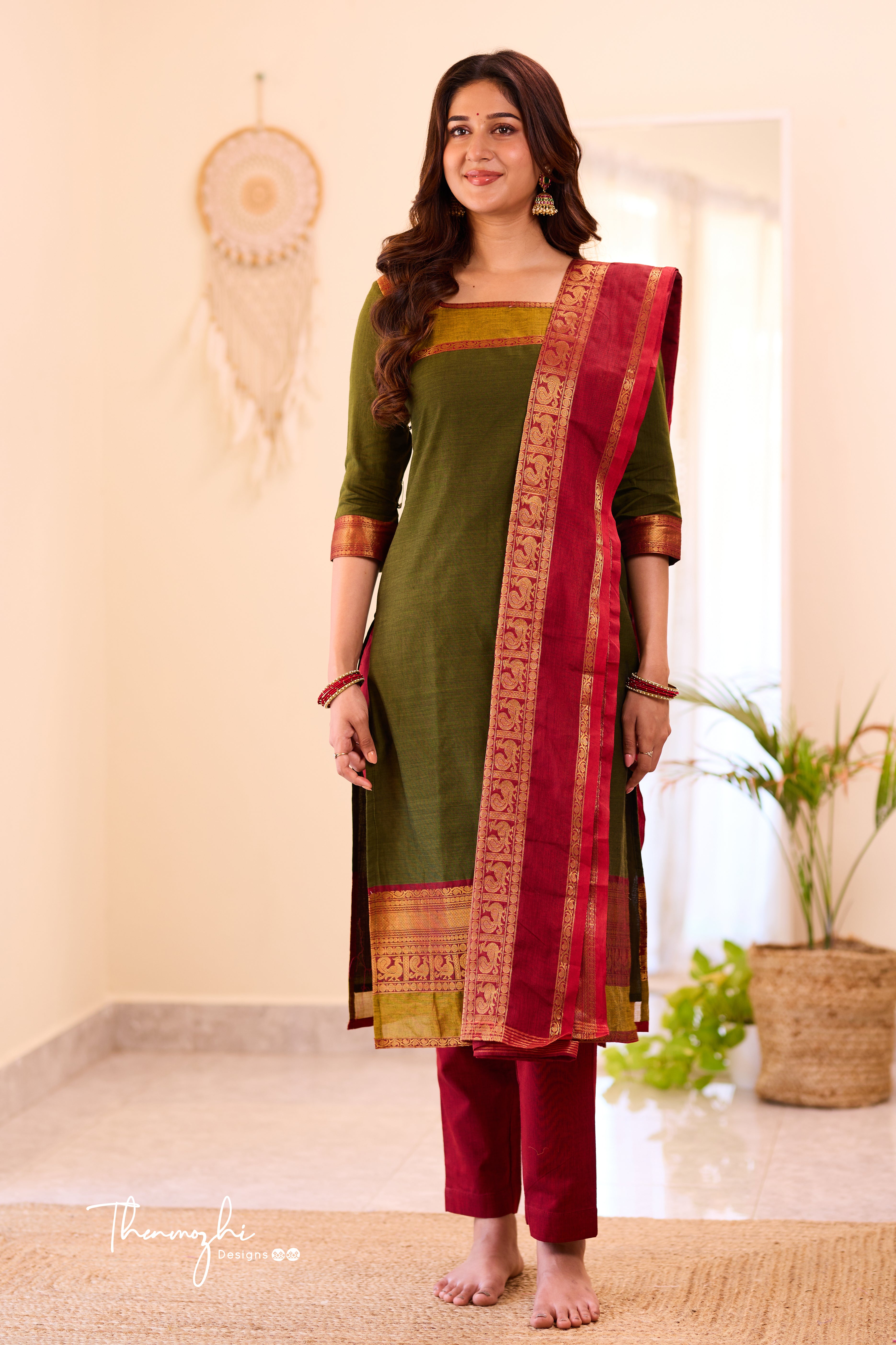 Mehendi Green Chettinad Cotton Salwar