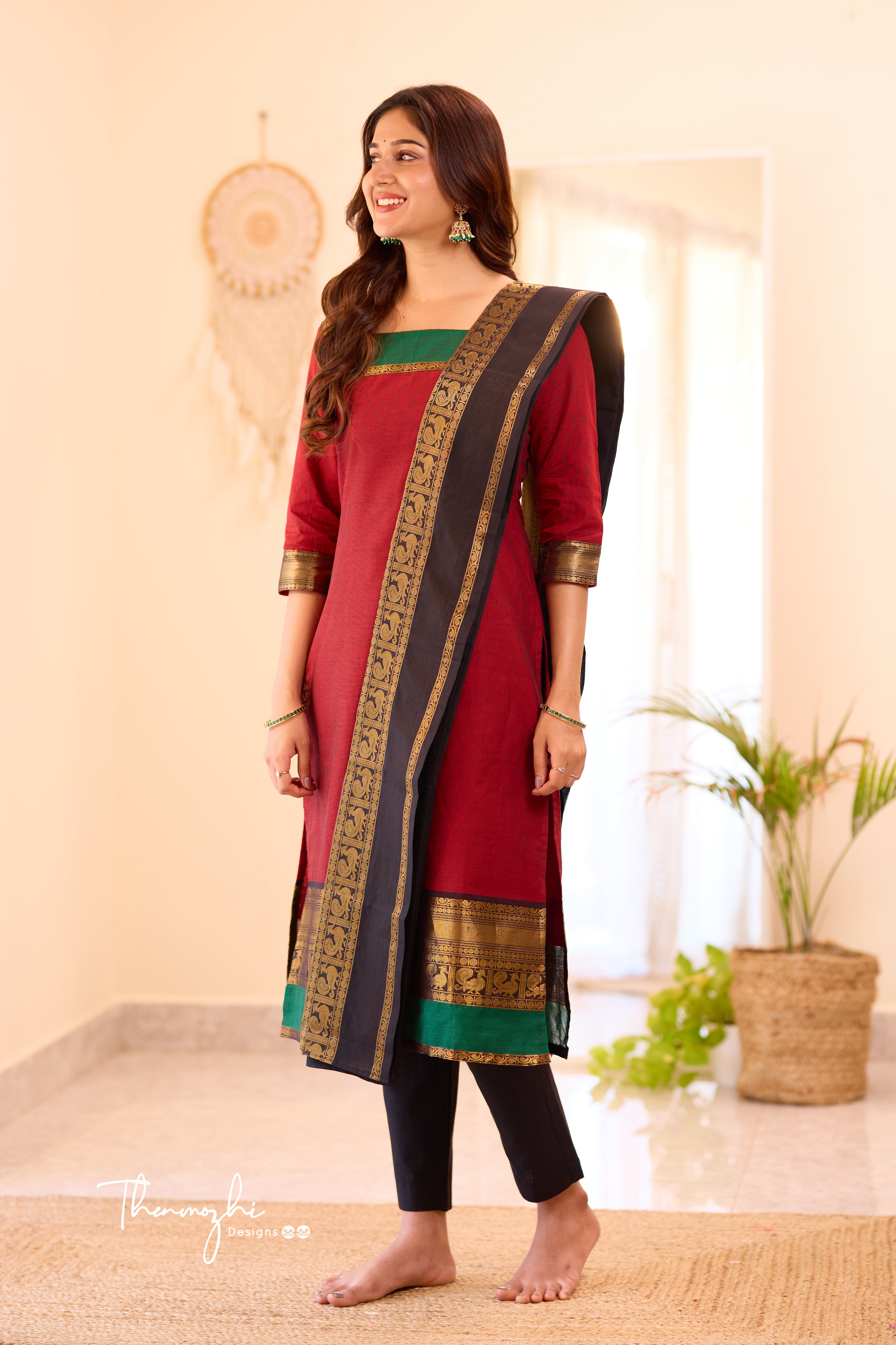 Maroon Chettinad Cotton Salwar