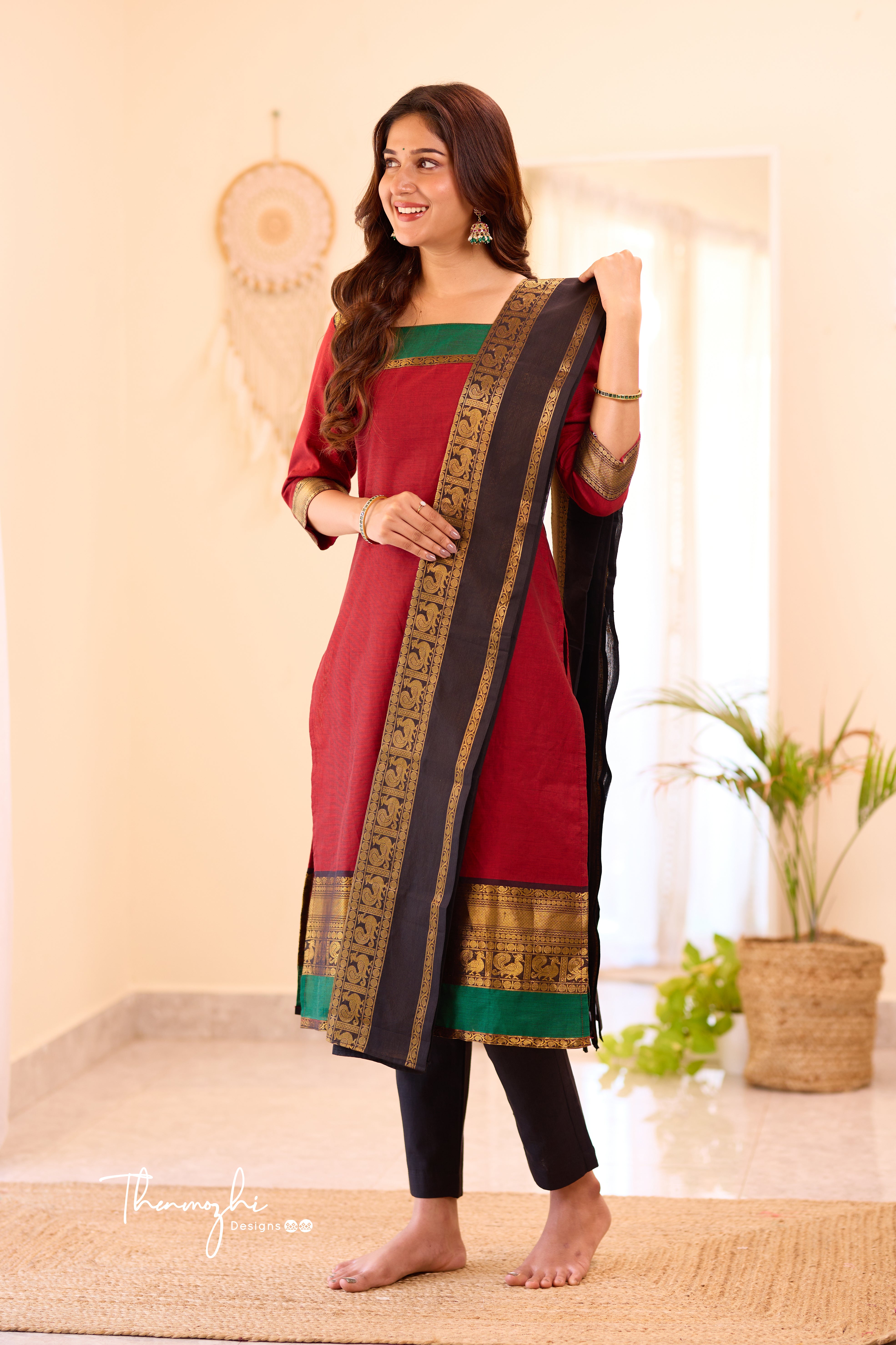 Maroon Chettinad Cotton Salwar