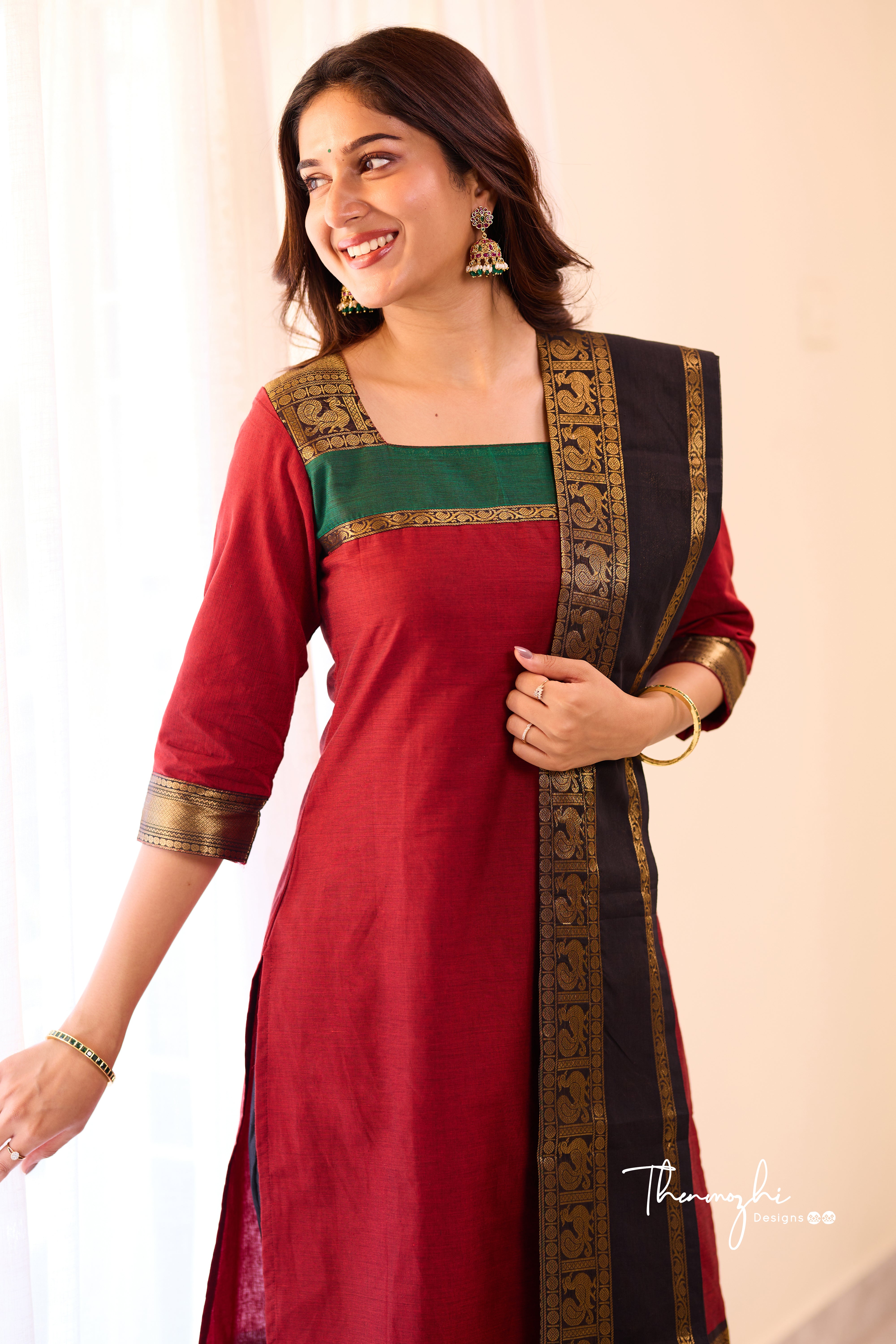 Maroon Chettinad Cotton Salwar