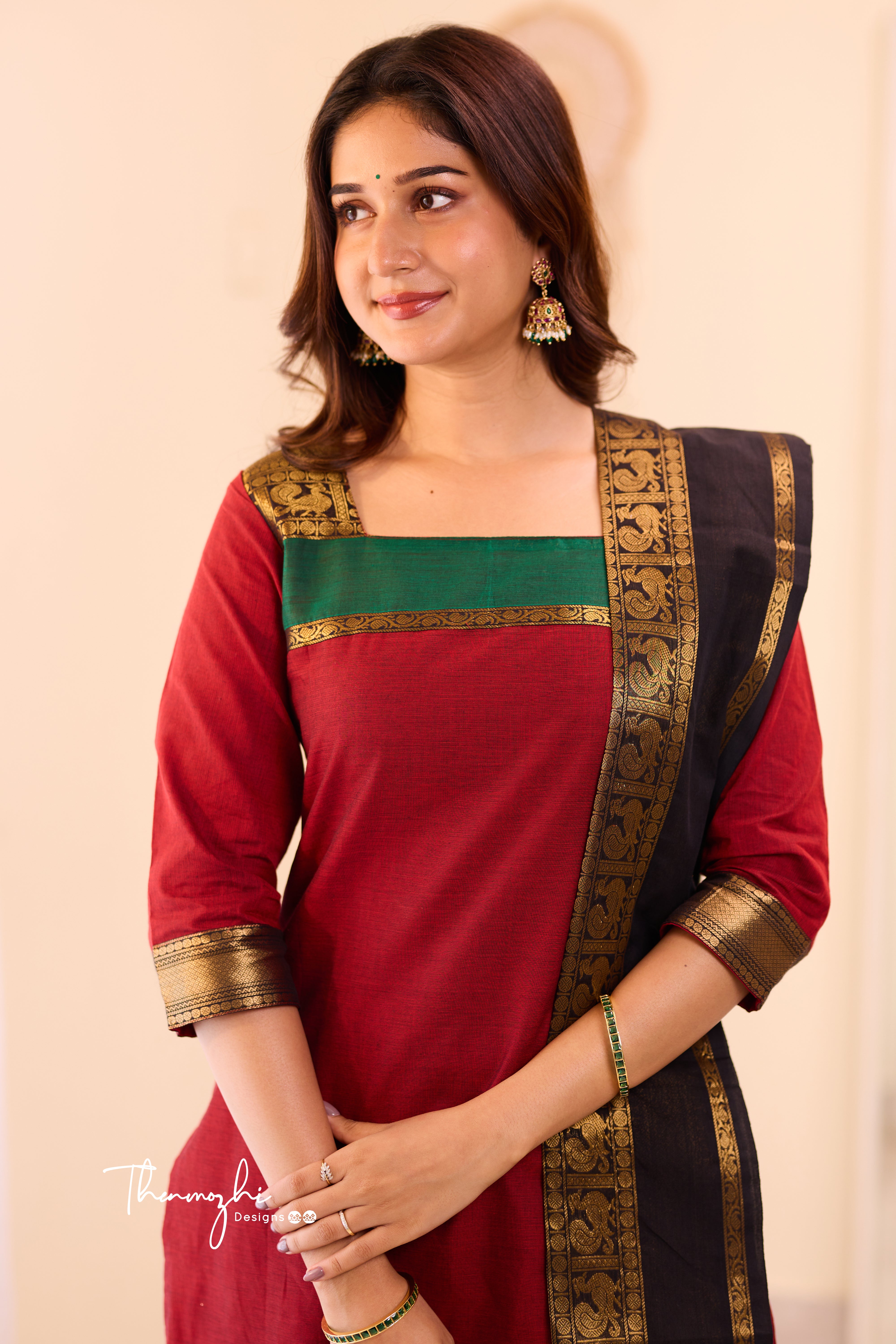 Maroon Chettinad Cotton Salwar