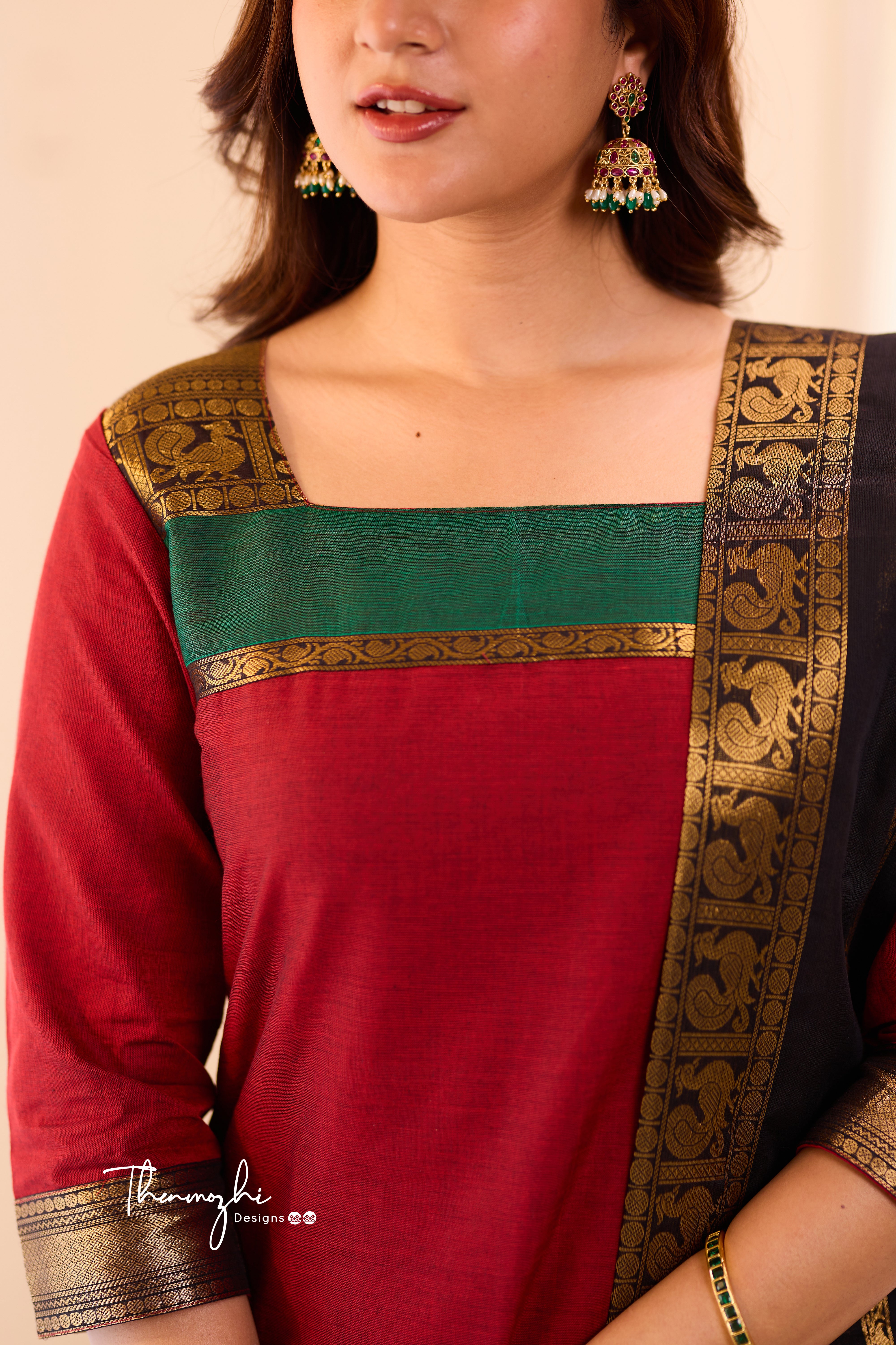 Maroon Chettinad Cotton Salwar