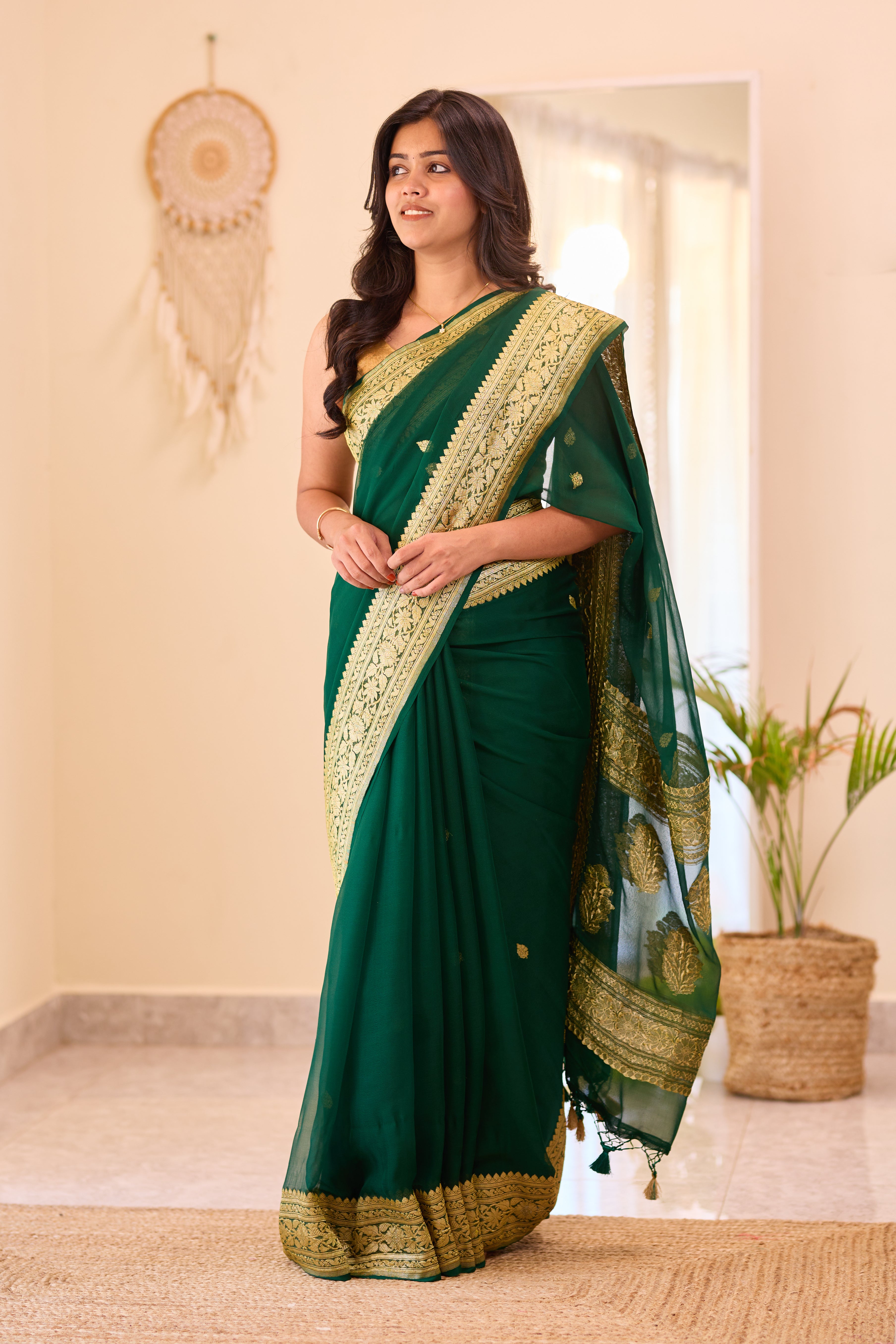 Dark Green Khaddi Chiffon