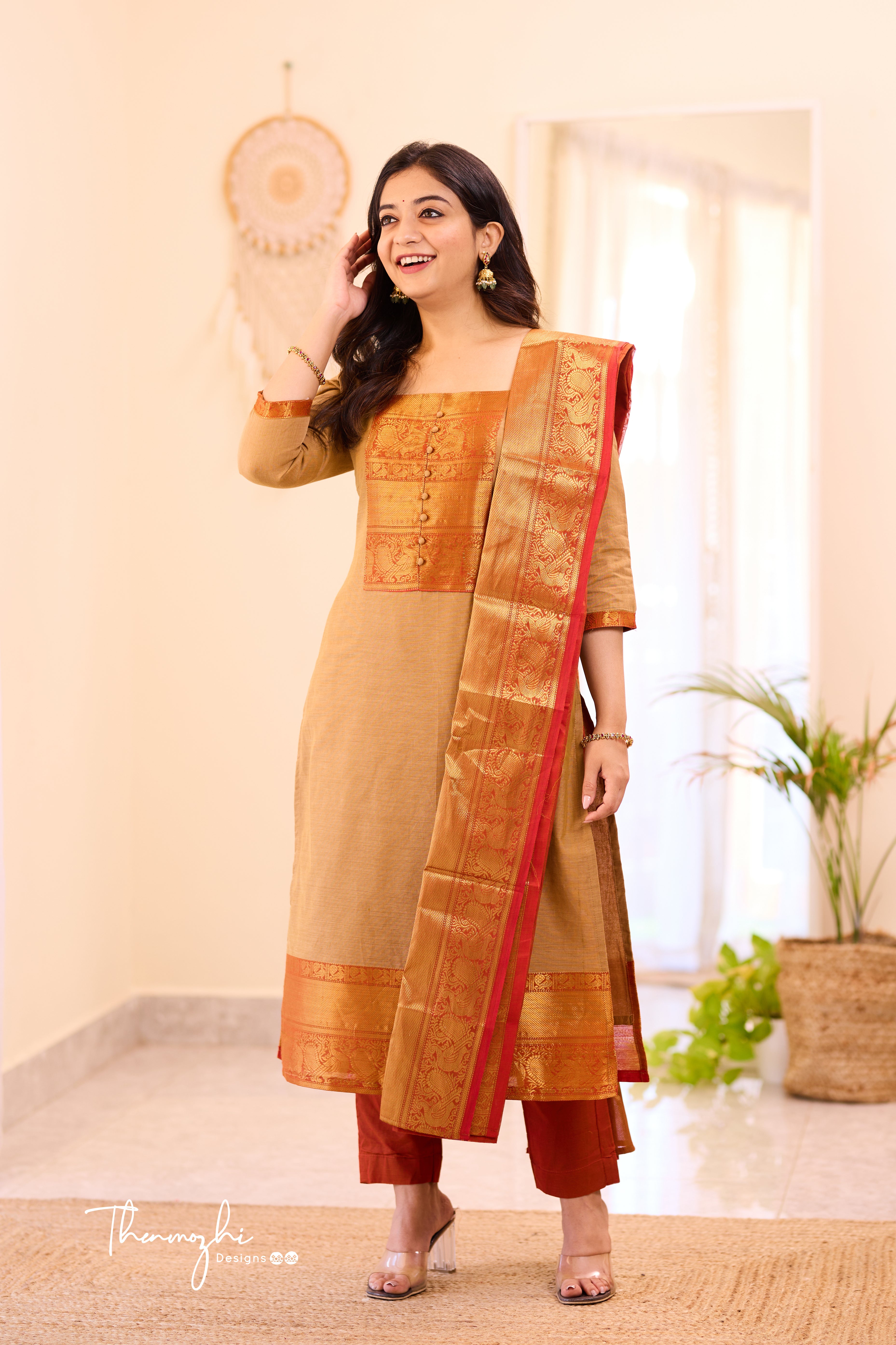 Beige Chettinad Cotton Salwar