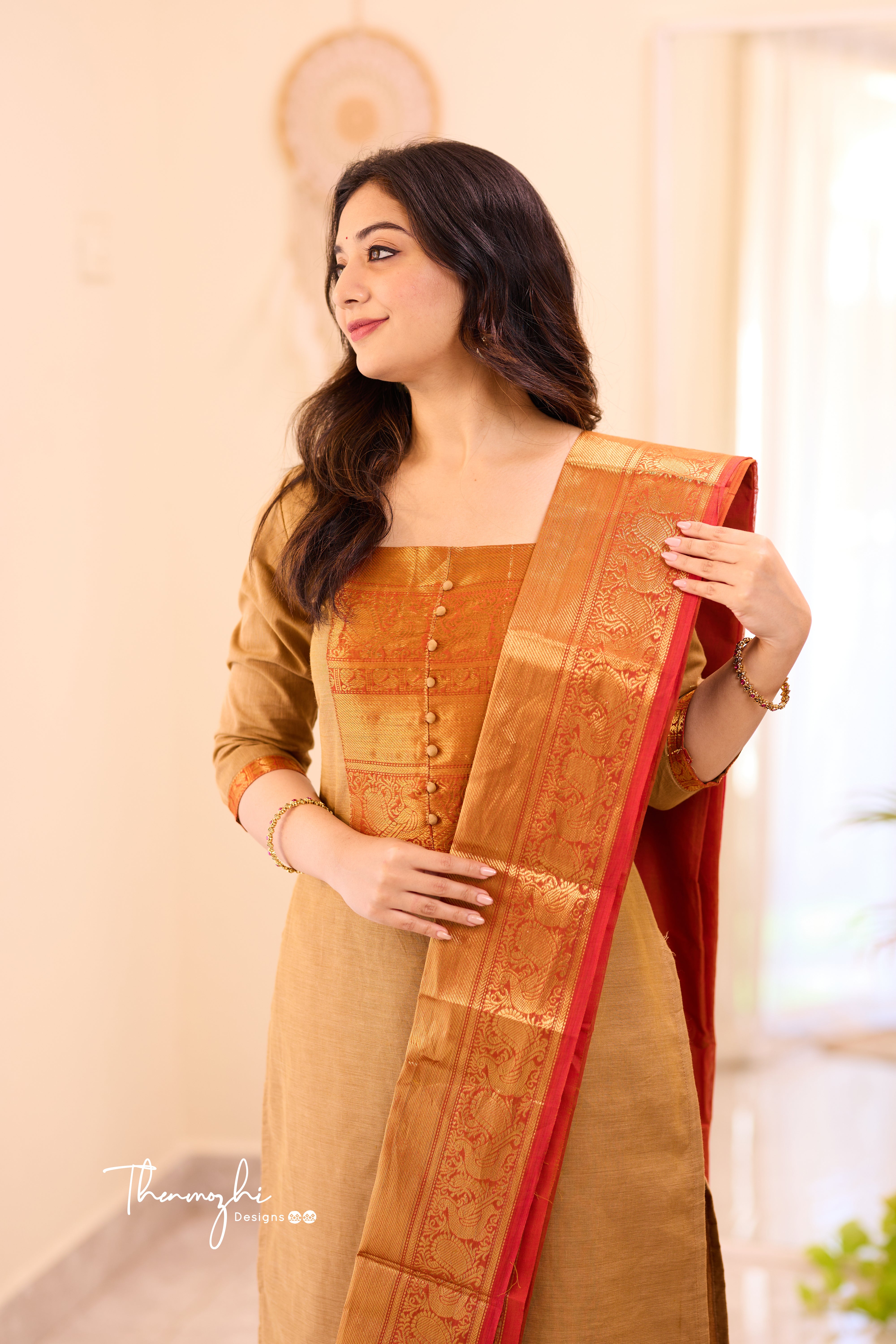 Beige Chettinad Cotton Salwar