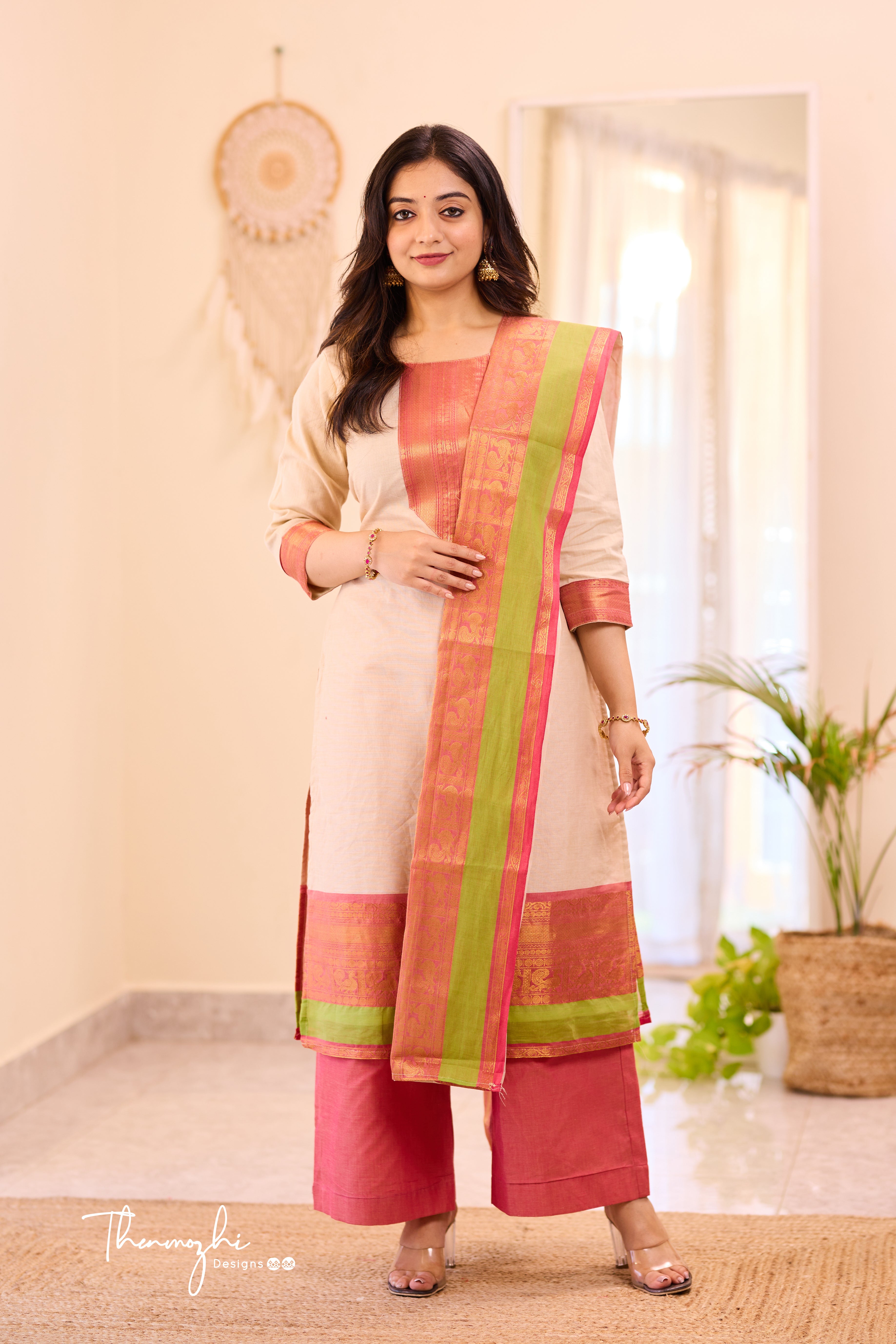 Half White Chettinad Cotton Salwar