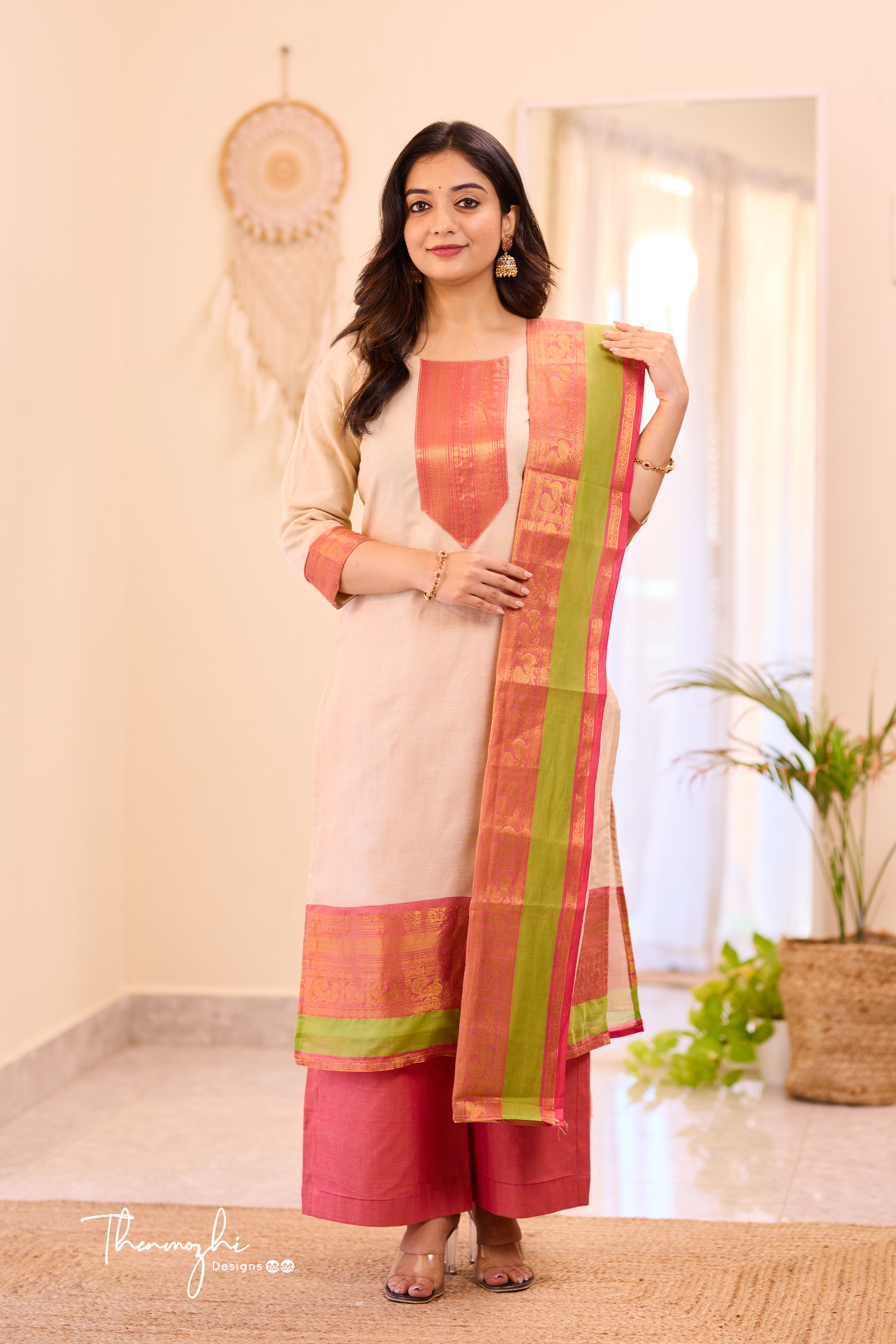 Half White Chettinad Cotton Salwar