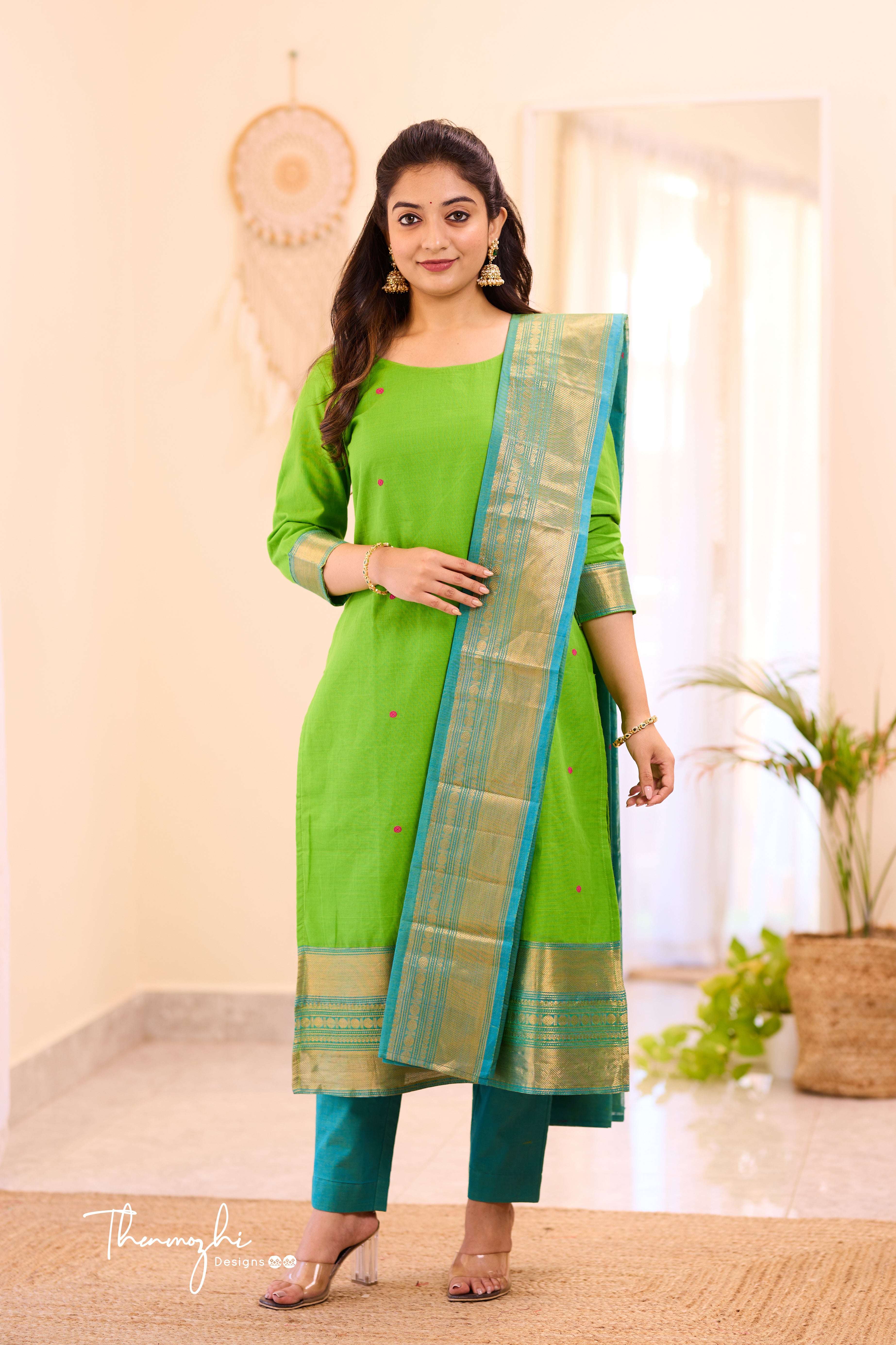 Light Green Chettinad Cotton Salwar