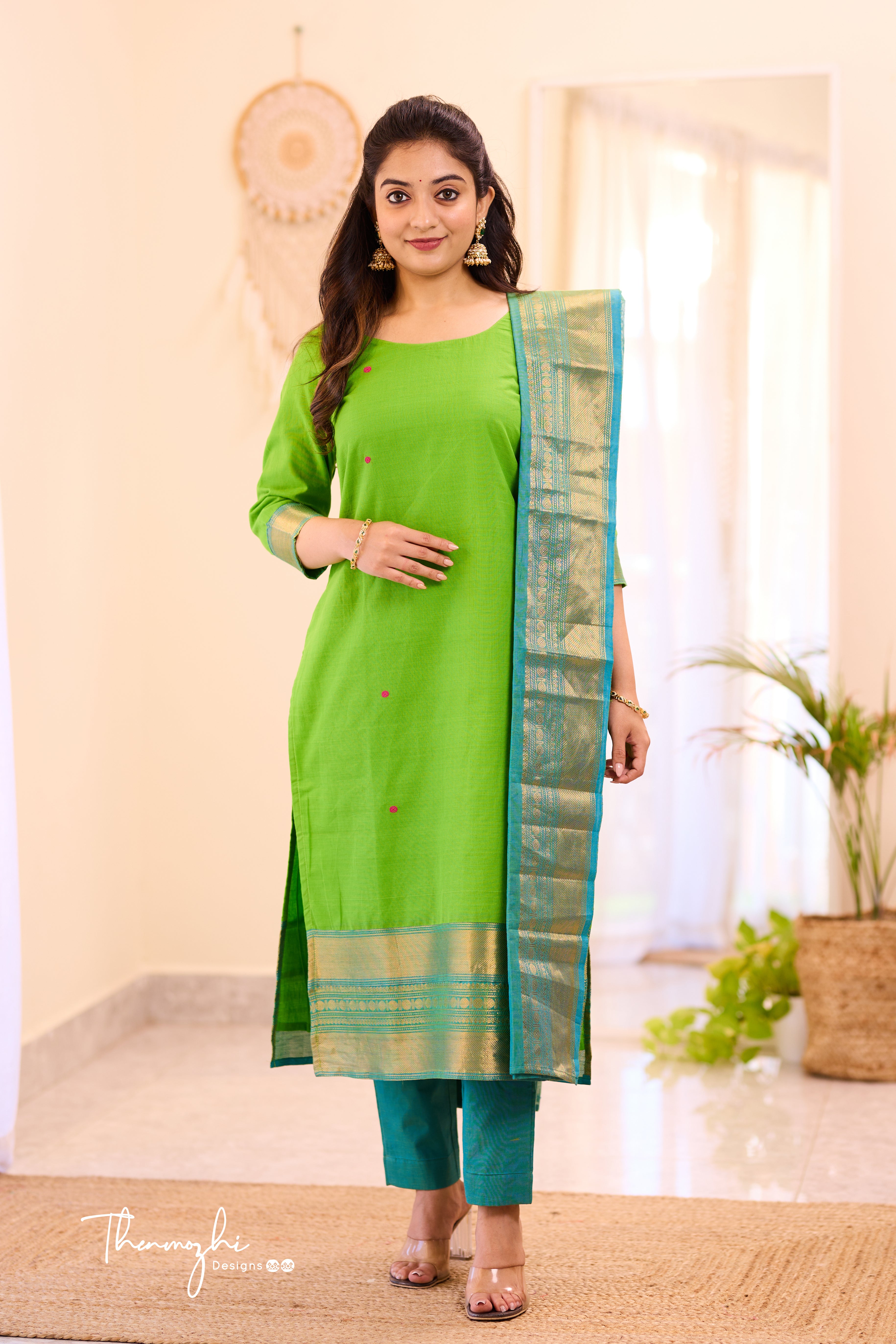 Light Green Chettinad Cotton Salwar