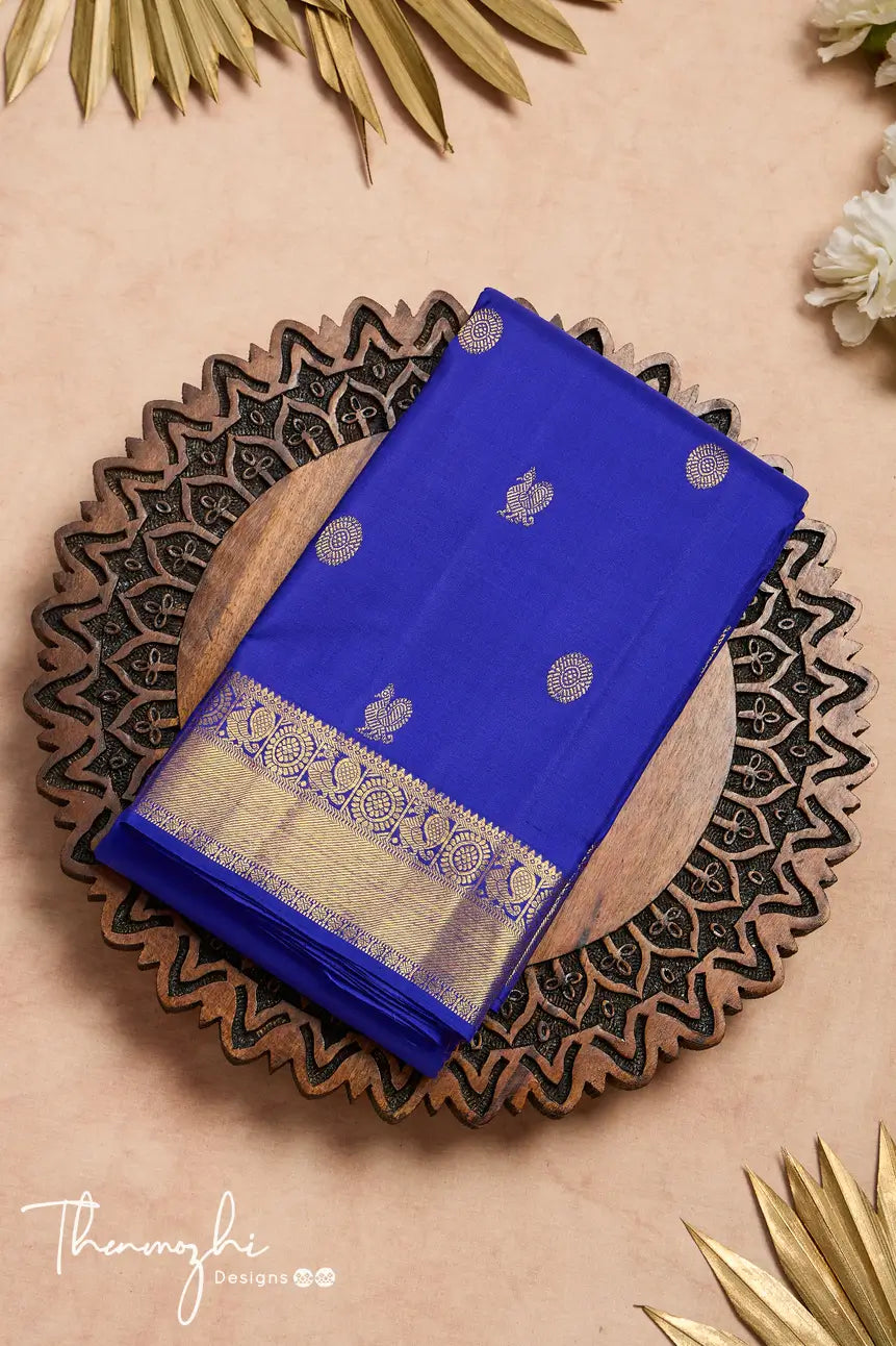 Persian Blue Pure Silk Kanjivaram Saree