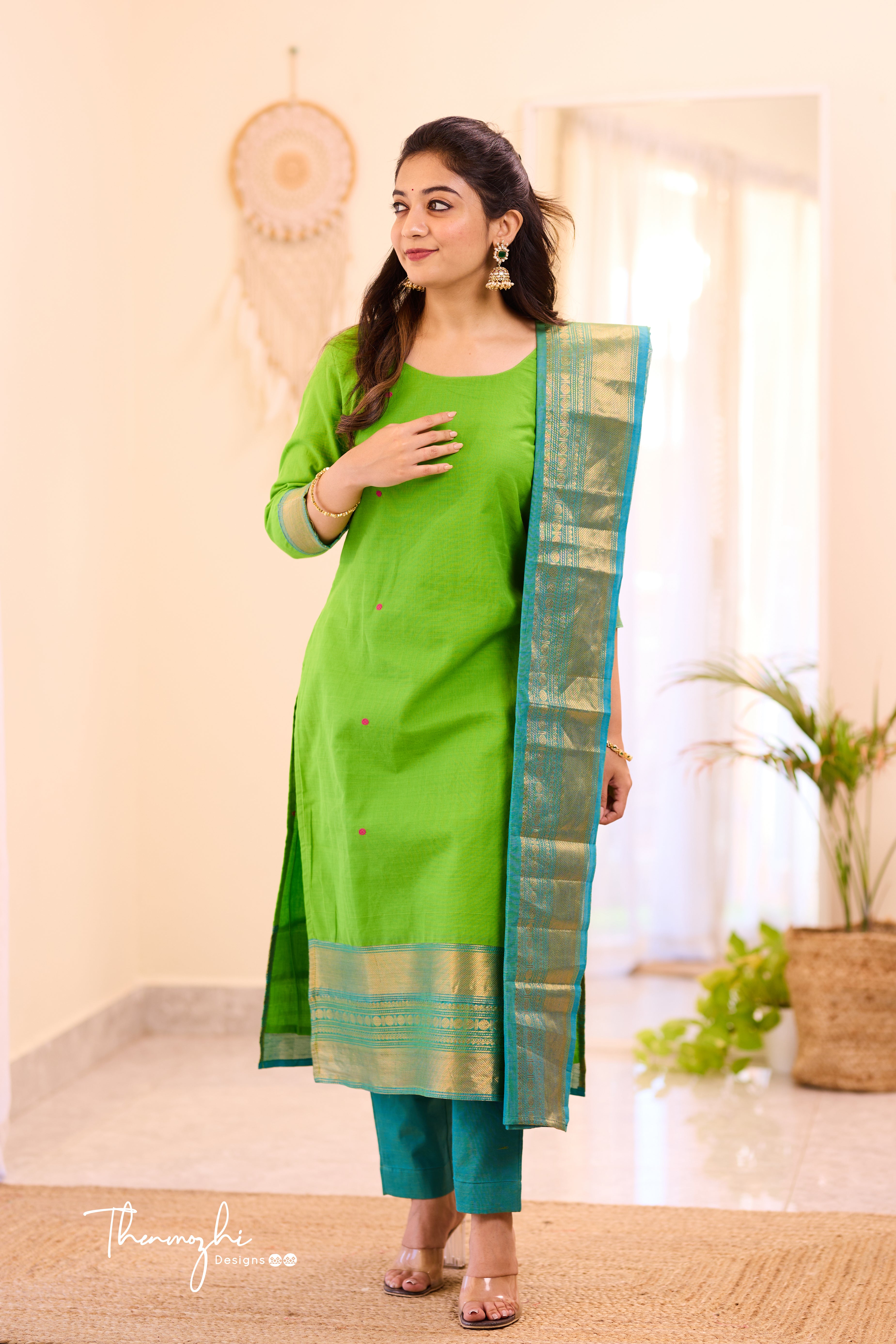 Light Green Chettinad Cotton Salwar