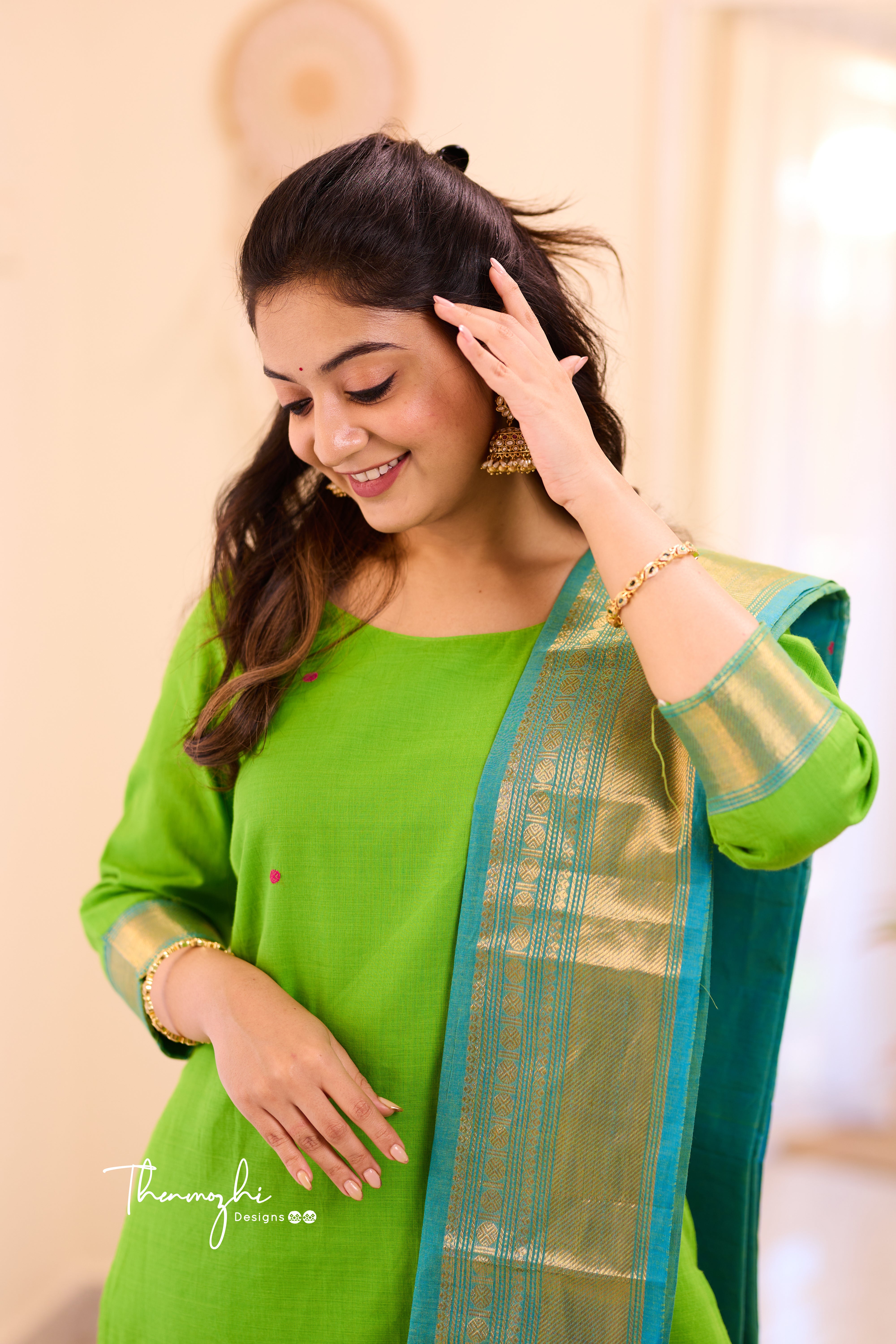 Light Green Chettinad Cotton Salwar